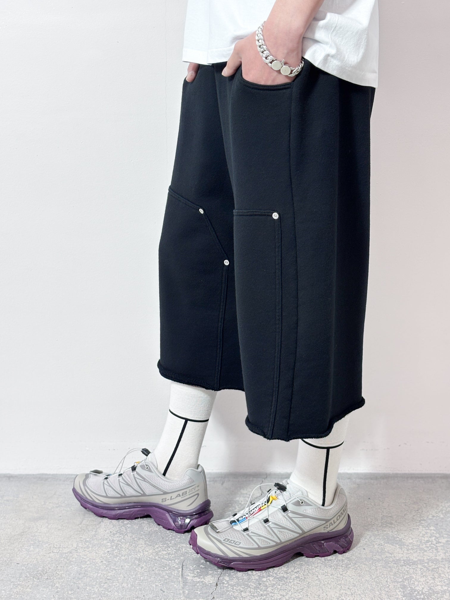 JIEDA / 3/4 DOUBLE KNEE SWEAT PANTS (BALCK)