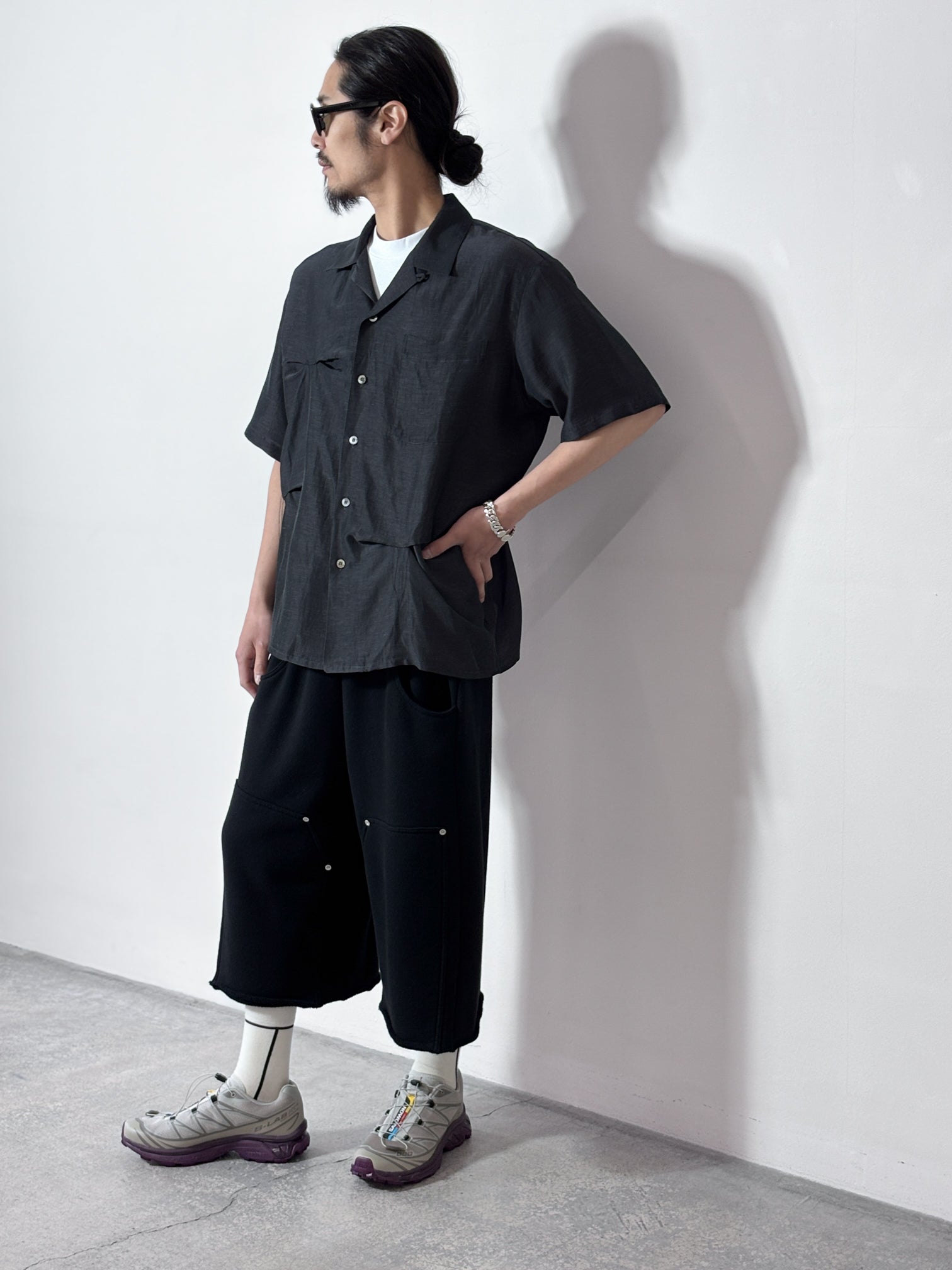 JIEDA / 3/4 DOUBLE KNEE SWEAT PANTS (BALCK)