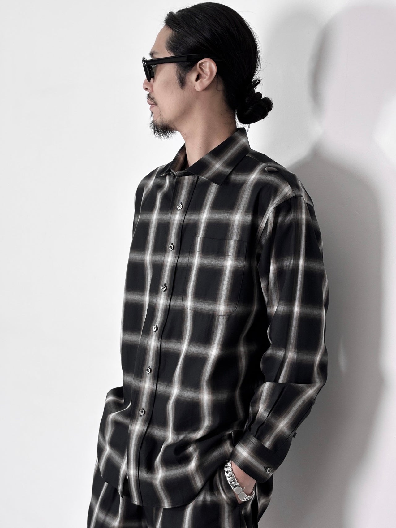 YUTASETOGAWA / ANCHOR CLASSIC SHIRT (OMBRE) (BLACK)