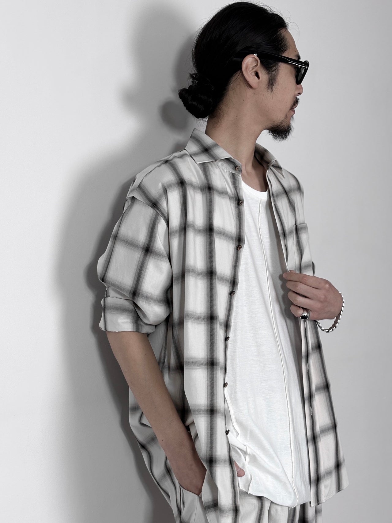 YUTASETOGAWA / ANCHOR CLASSIC SHIRT (OMBRE) (IVORY)