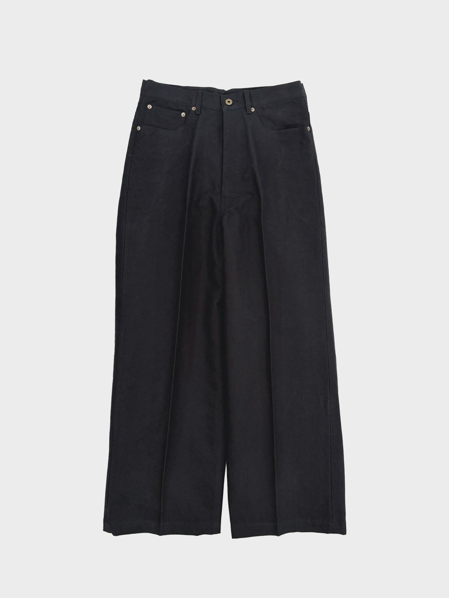RAINMAKER / WIDE SEMI-FLARE 5-POCKET PANTS (BLACK)
