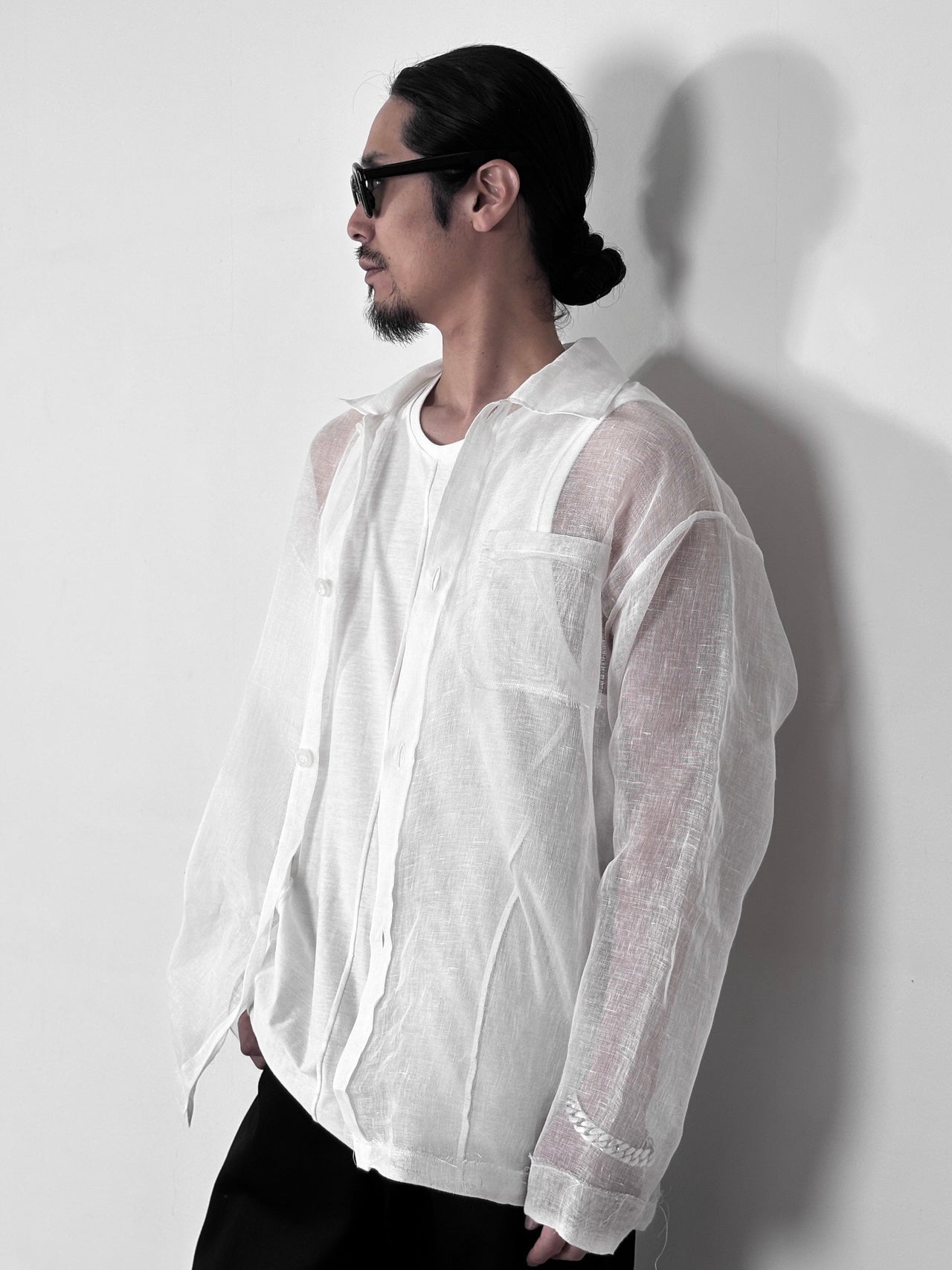 YUTASETOGAWA / SHEER LINEN COMFORT SHIRT (WHITE)