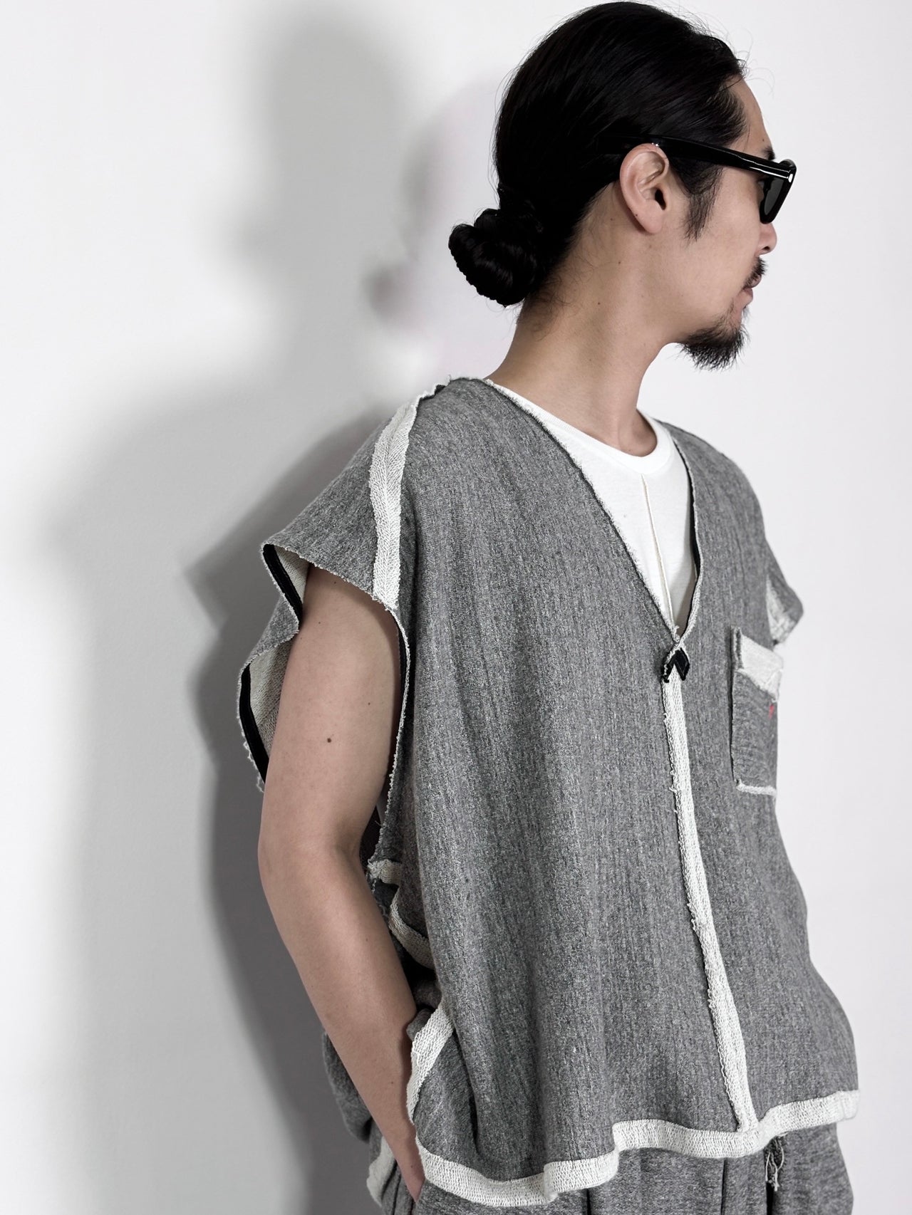 YUTASETOGAWA / RAW V PULLOVER (GRAY)