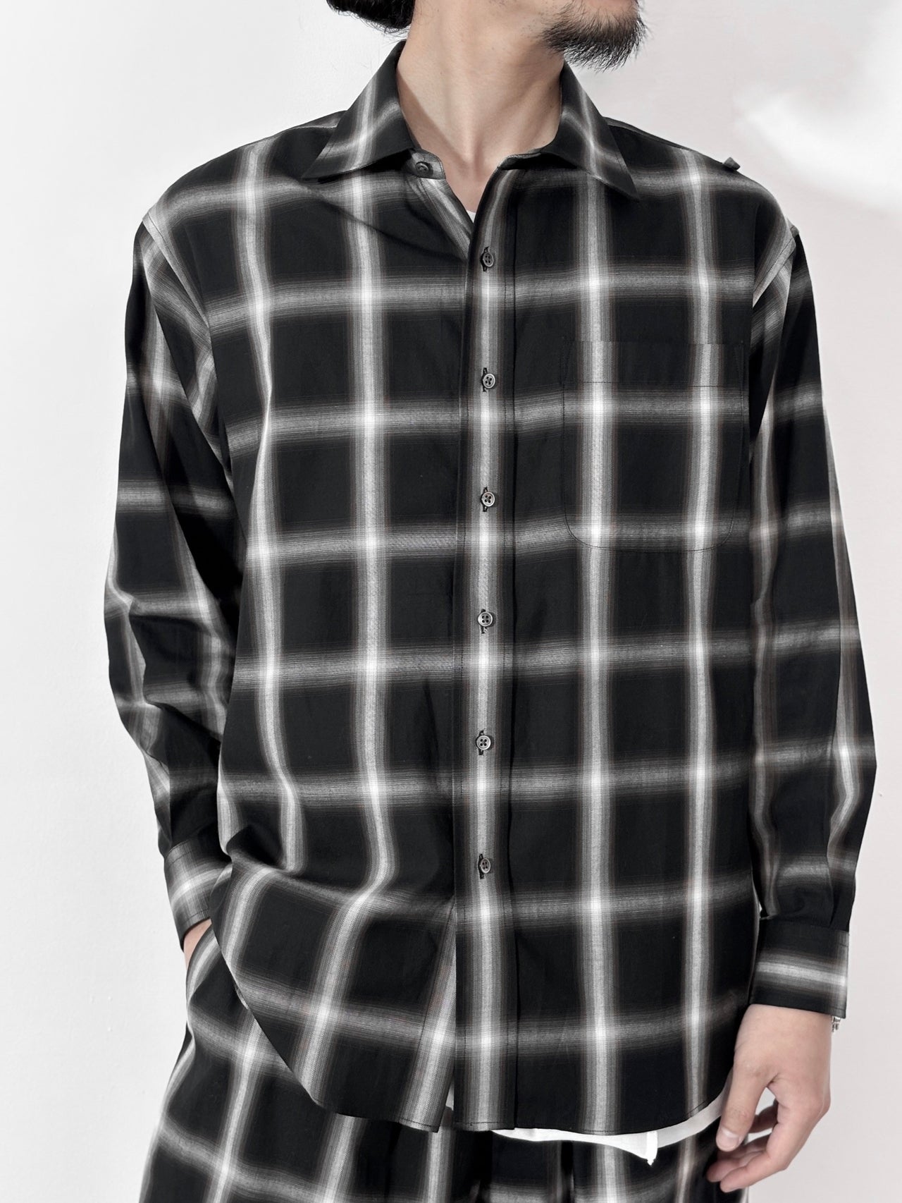 YUTASETOGAWA / ANCHOR CLASSIC SHIRT (OMBRE) (BLACK)