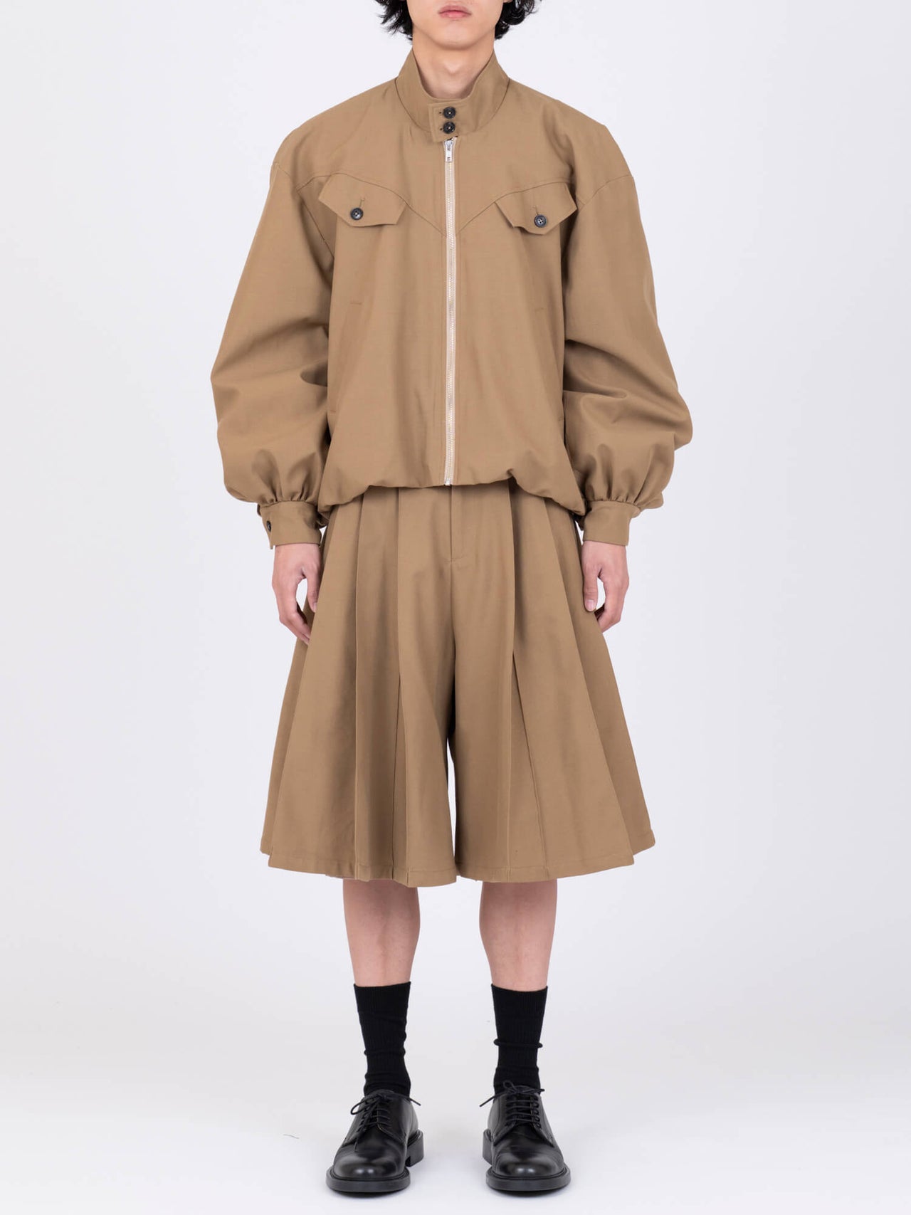【7月上旬入荷予定】VIVIANO / GABARDINE BALLOON HARRINGTON JACKET (BEIGE)