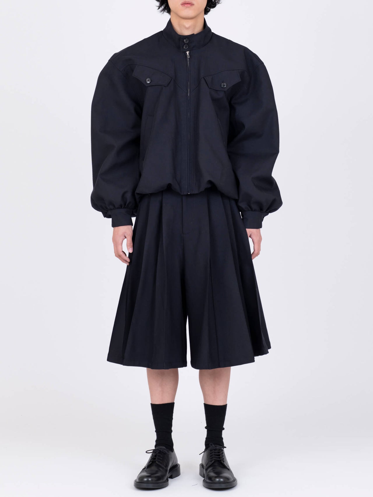 【7月上旬入荷予定】VIVIANO / GABARDINE BALLOON HARRINGTON JACKET (BLACK)