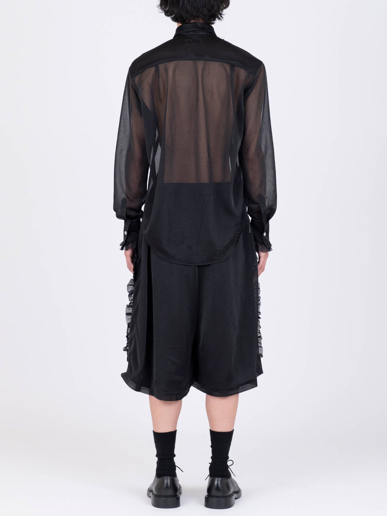 【7月上旬入荷予定】VIVIANO / FLONT RUFFLE CHIFFON SHIRT (BLACK)