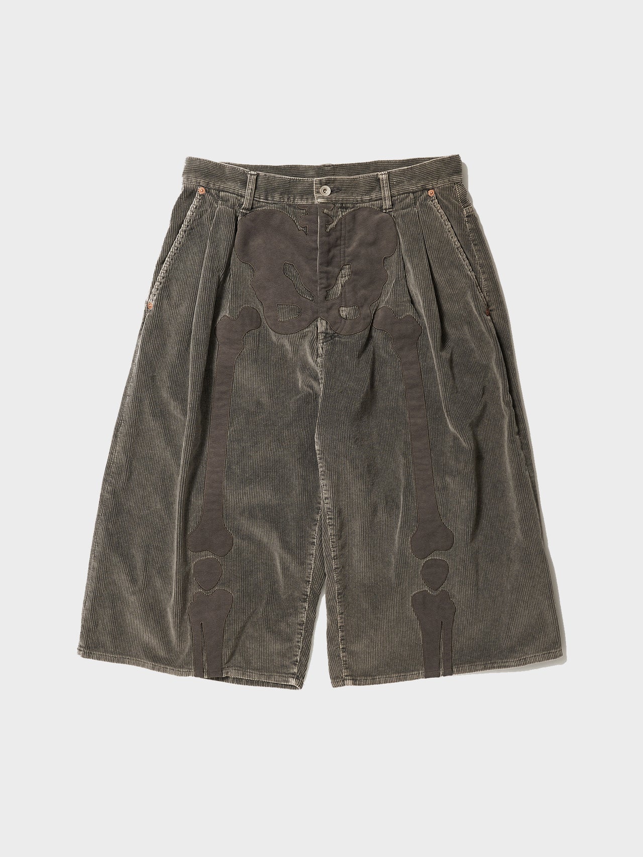 doublet / BONE APPLIQUE CORDUROY CROPPED PANTS (GRAY) #26
