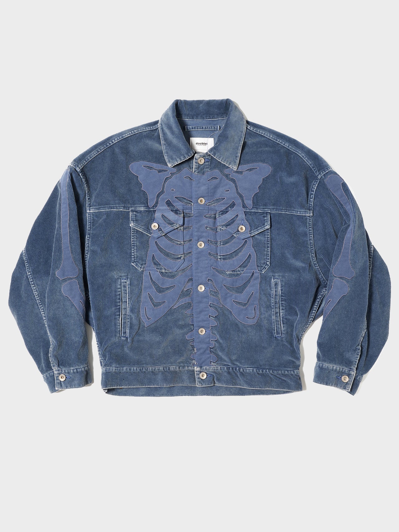 doublet / BONE APPLIQUE CORDUROY JACKET (BLUE) #23