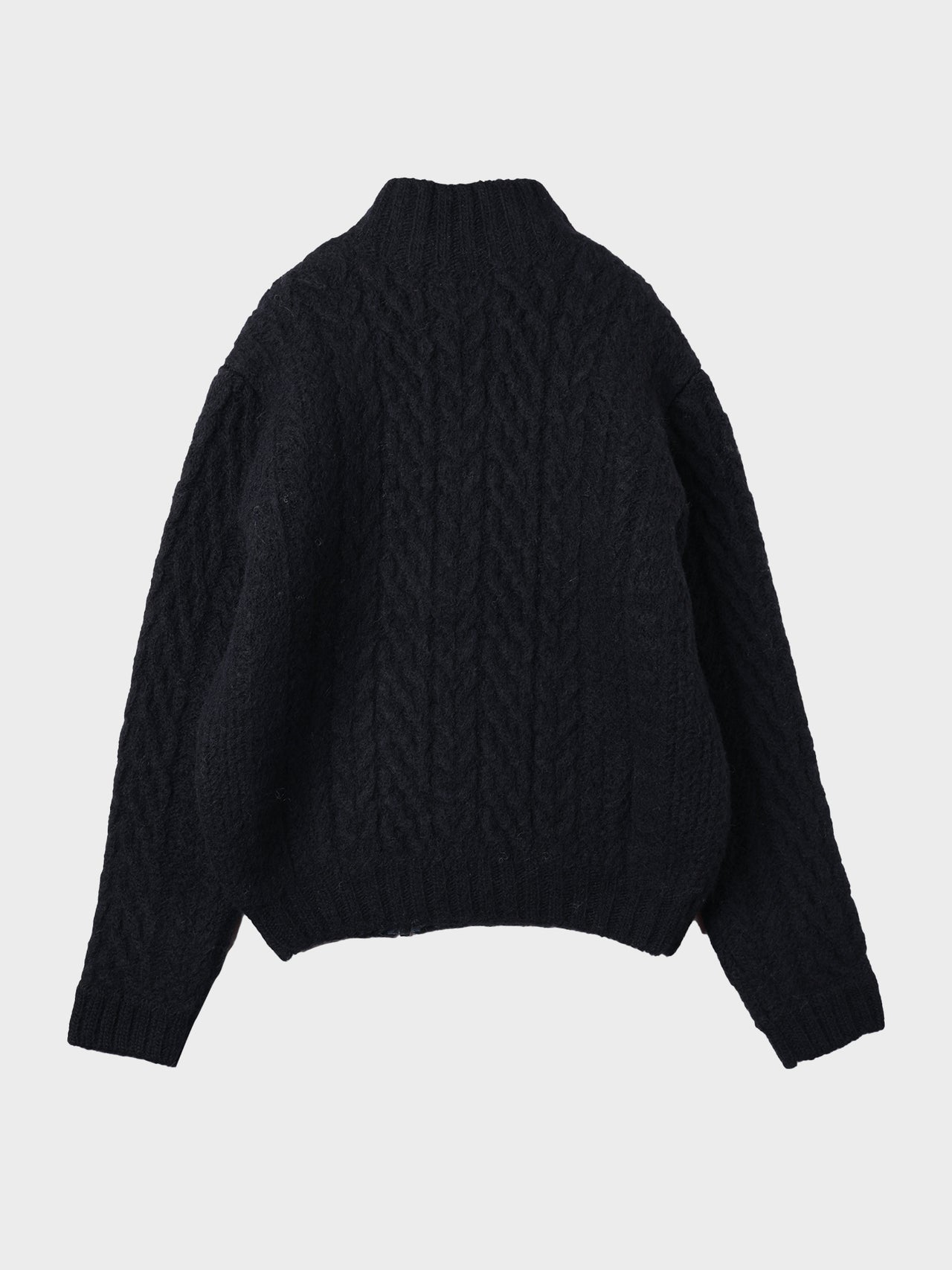 JieDa / CABLE ZIP KNIT (BLACK)