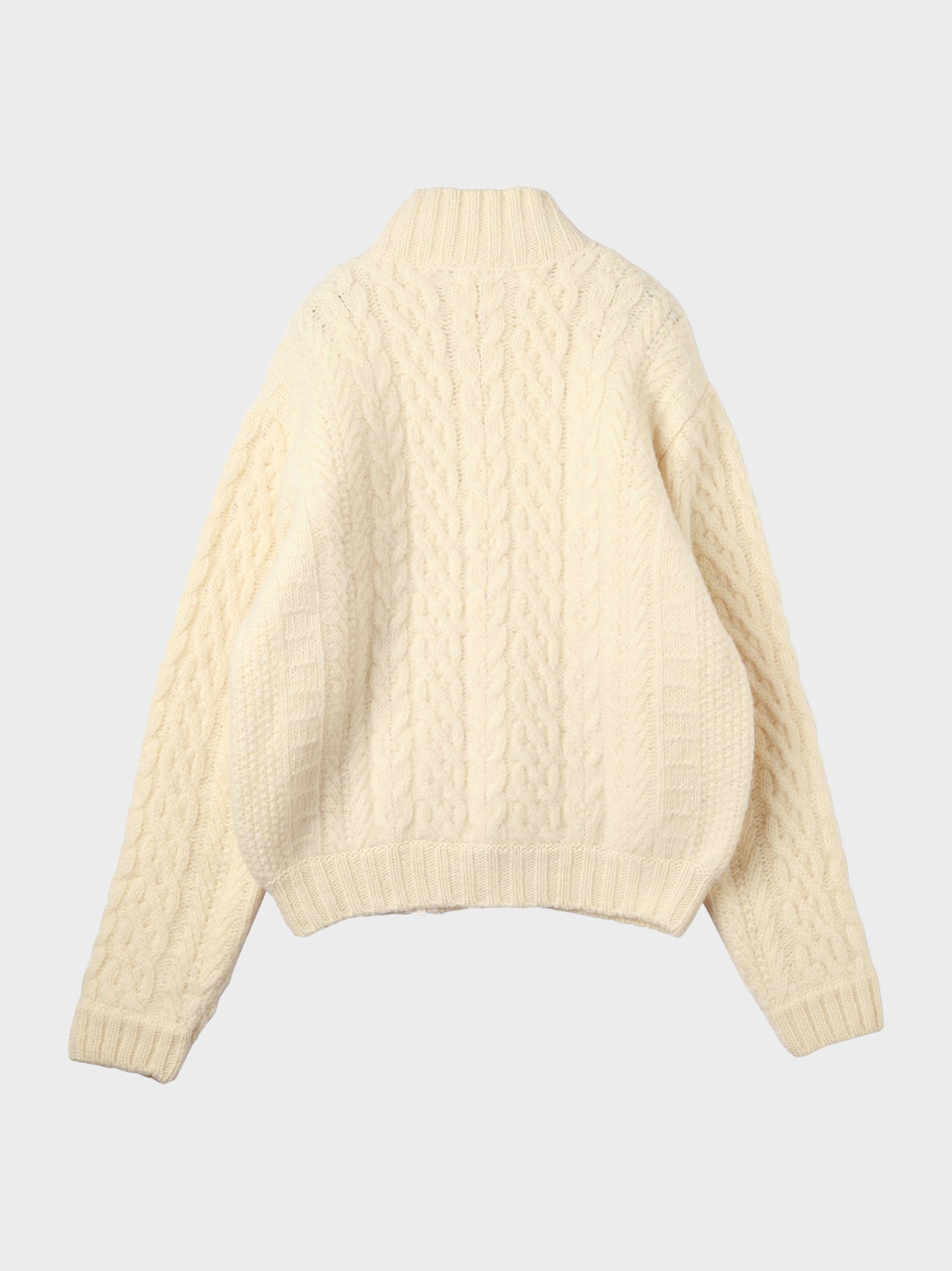 JieDa / CABLE ZIP KNIT (OFF WHITE)