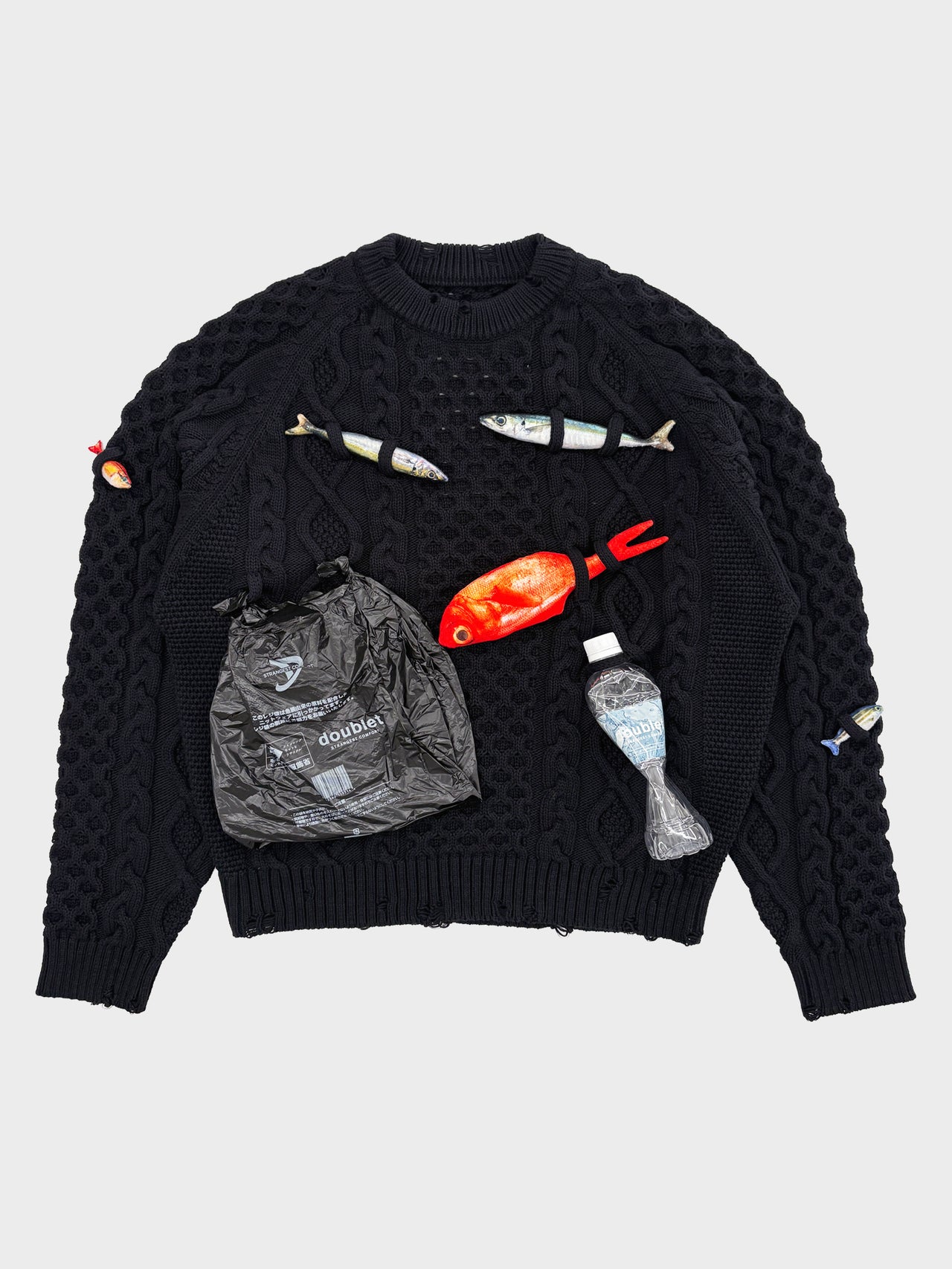 doublet / CAUGHT IN THE CABLE FISHERMAN KNIT (BLACK)