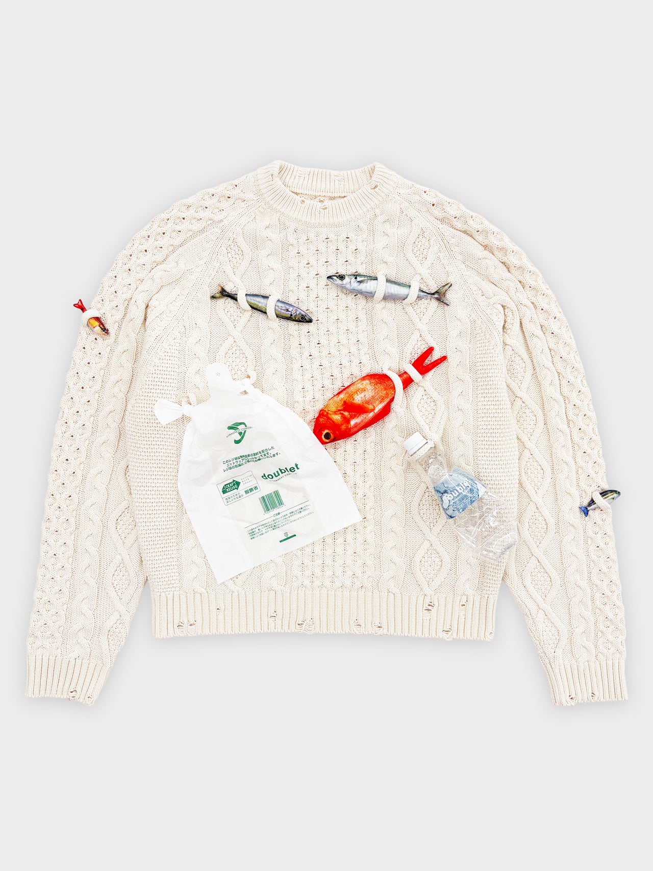 doublet / CAUGHT IN THE CABLE FISHERMAN KNIT (WHITE)