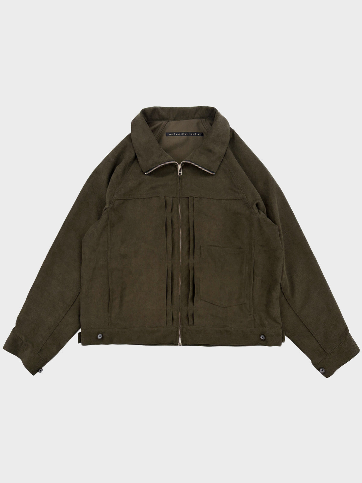 my beautiful landlet / CORDUROY ZIP UP BLOUSON (OLIVE)
