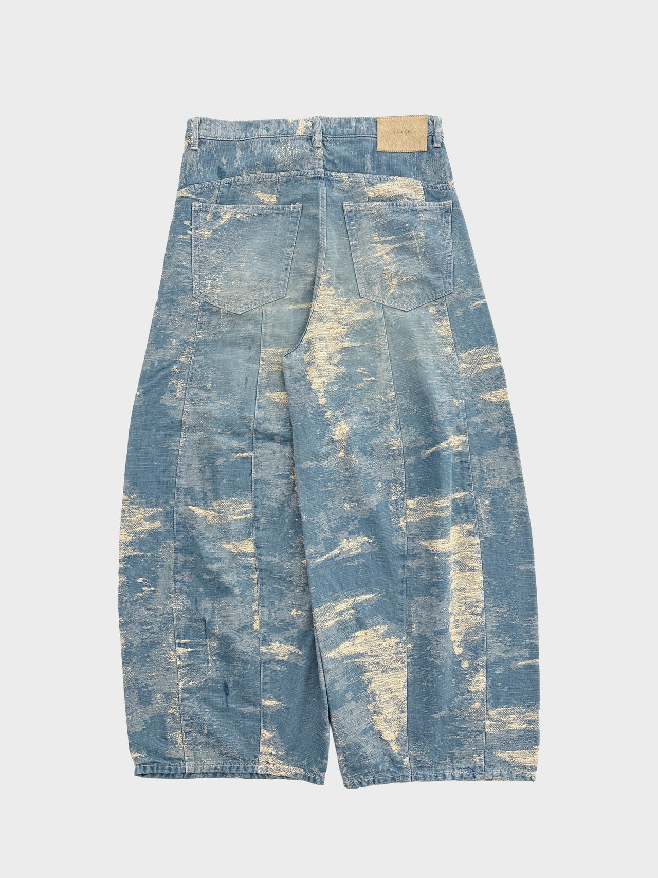 【8月22日(土)12:00発売】TAAKK / DENIM CURVED PANTS (INDIGO BLEACH)