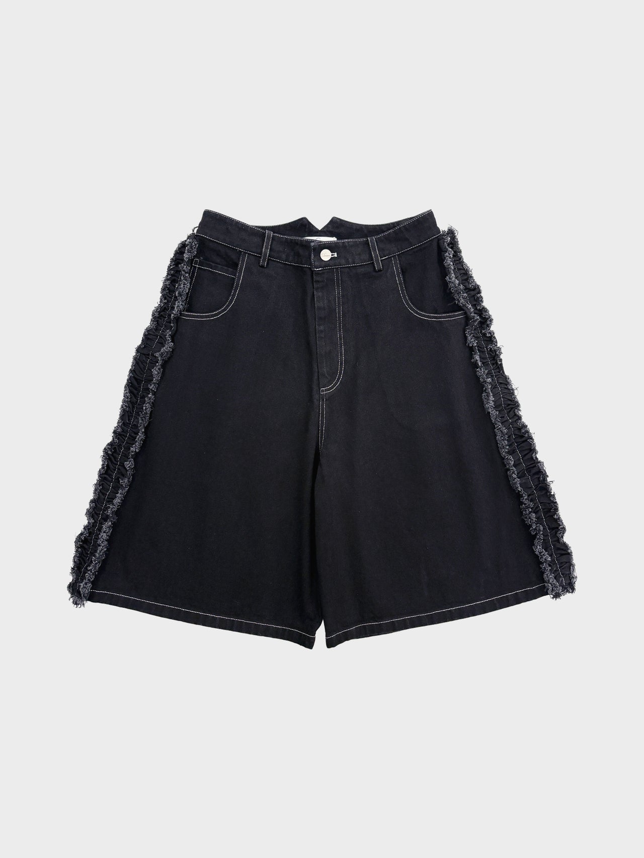 【3月20日(金)12:00販売開始】VIVIANO / DENIM RUFFLE SHORTS (BLACK)