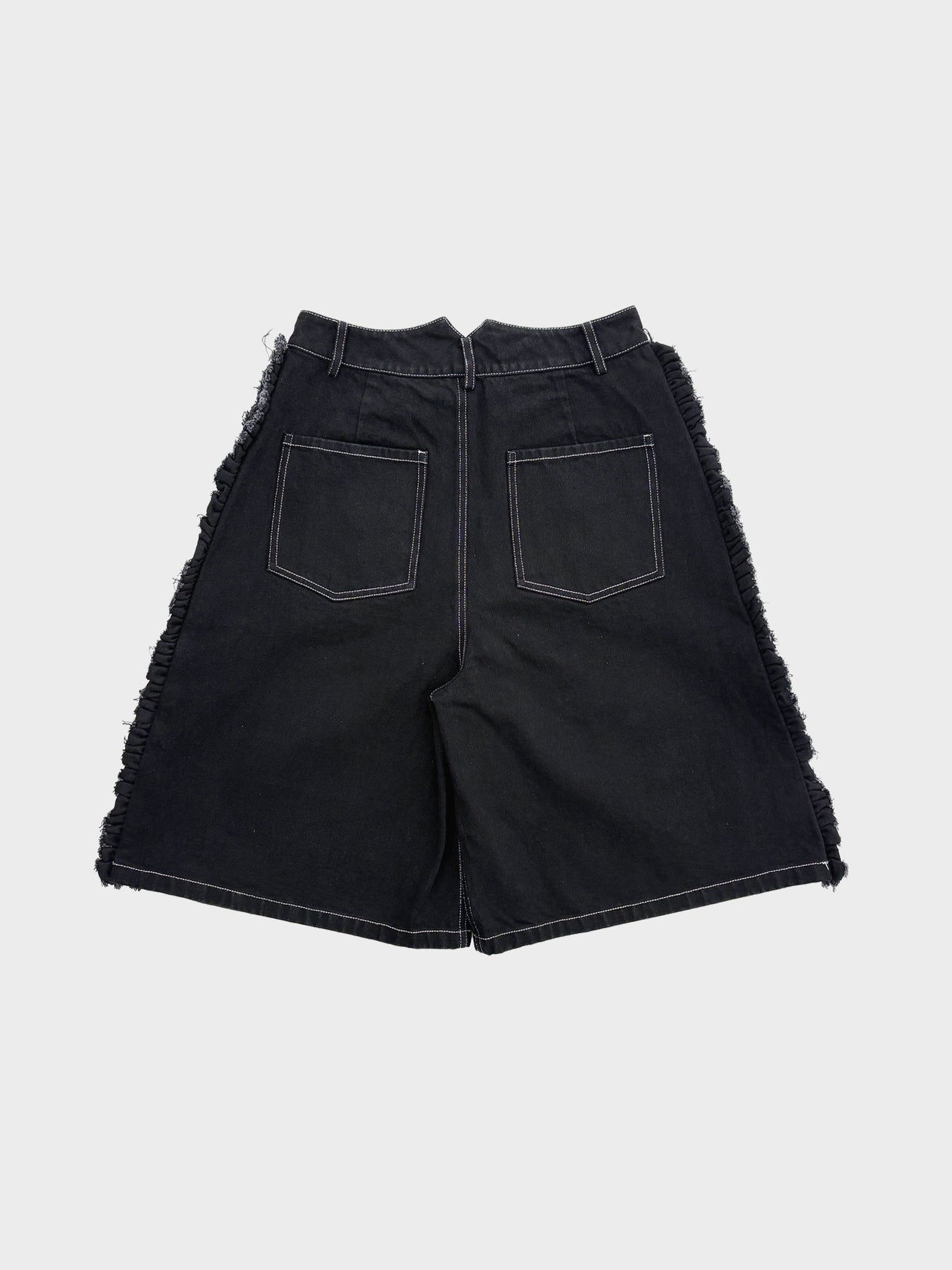 【3月20日(金)12:00販売開始】VIVIANO / DENIM RUFFLE SHORTS (BLACK)