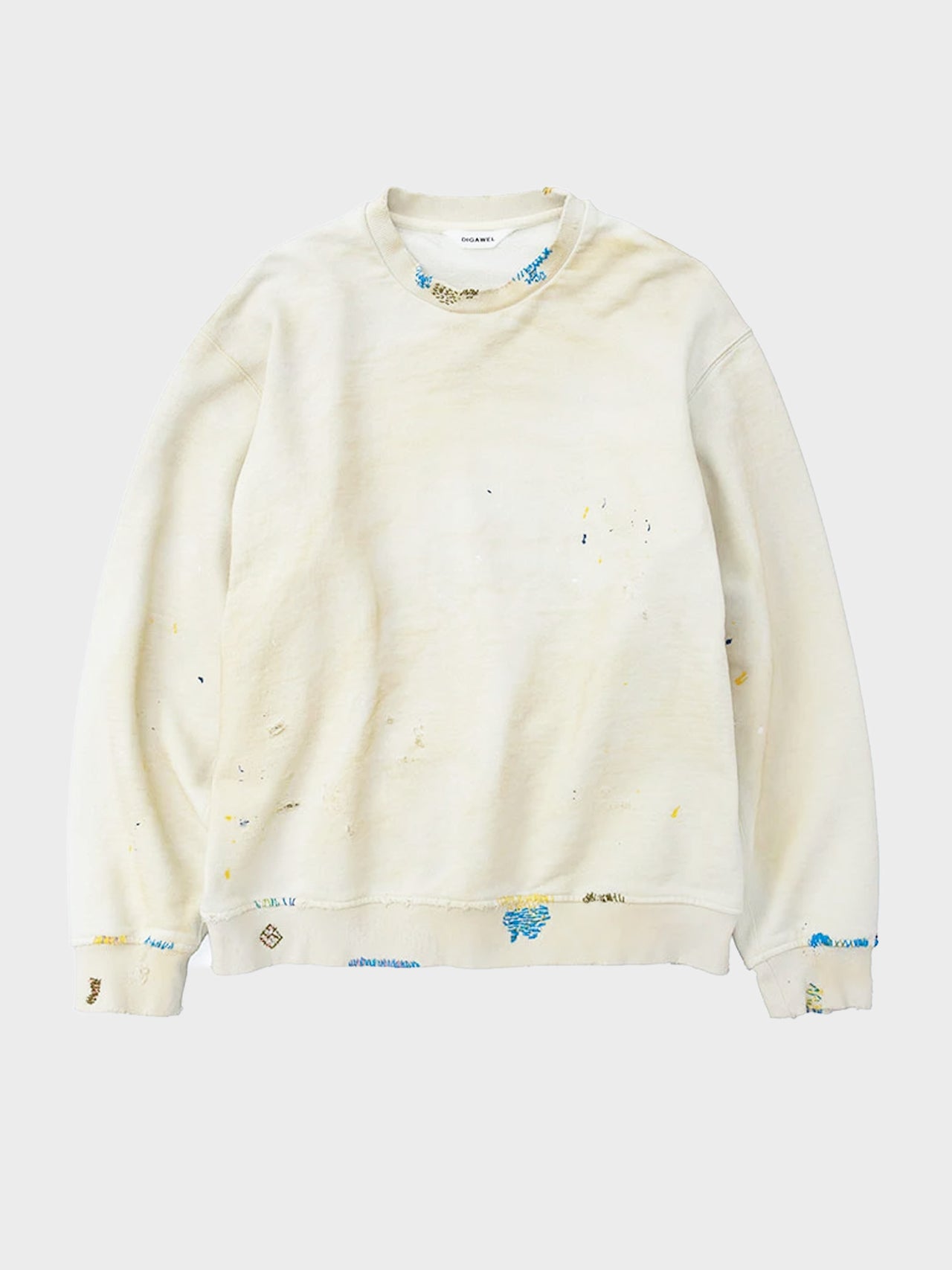 【8/28(金)12:00発売】DIGAWEL / DISTRESSED SWEATSHIRT (CREAM)