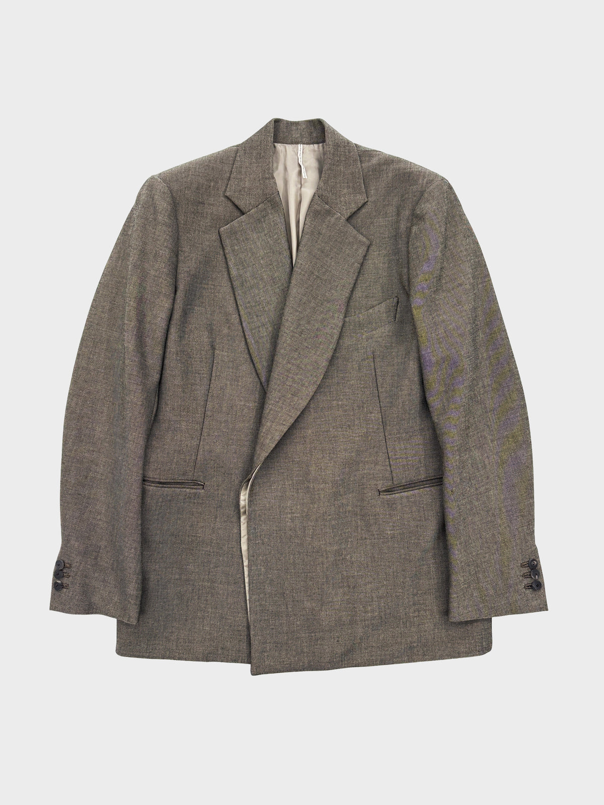 m's braque / FLY FRONT NARROW DOUBLE BREASTED JACKET (GRAY MIX)