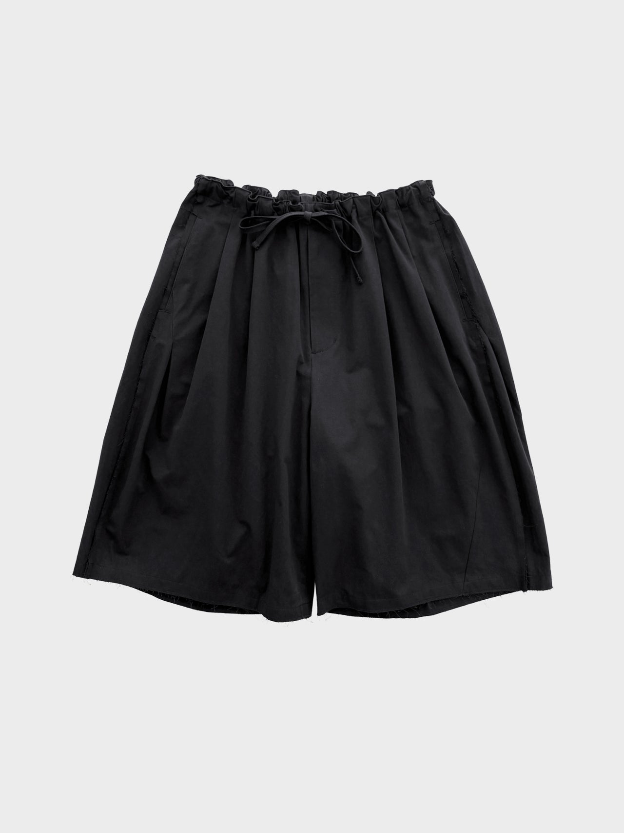 my beautiful landlet / HIGH COUNT COTTON TWILL WIDE HALF PANTS (BLACK)