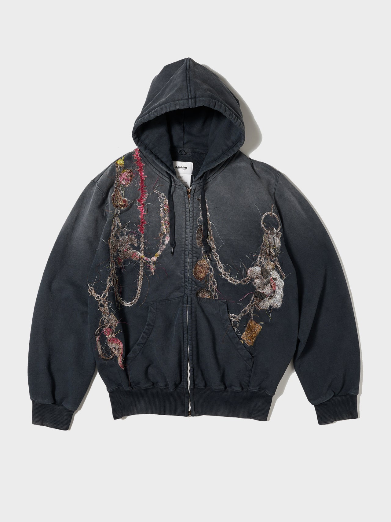 doublet / EMBROIDERED CHIAN ZIP HOODIE (GRAY)