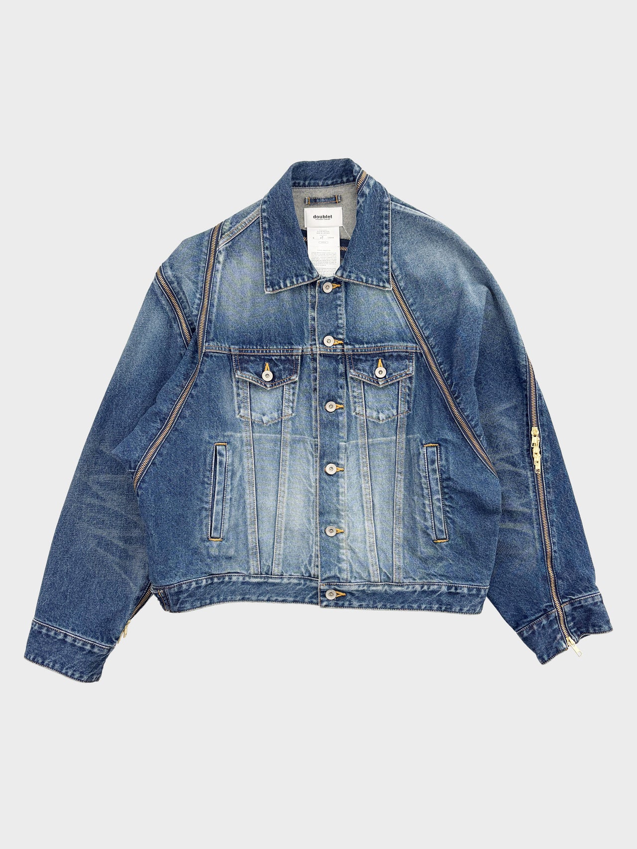 doublet / FILLETED ZIP DENIM JACKET (INDIGO)