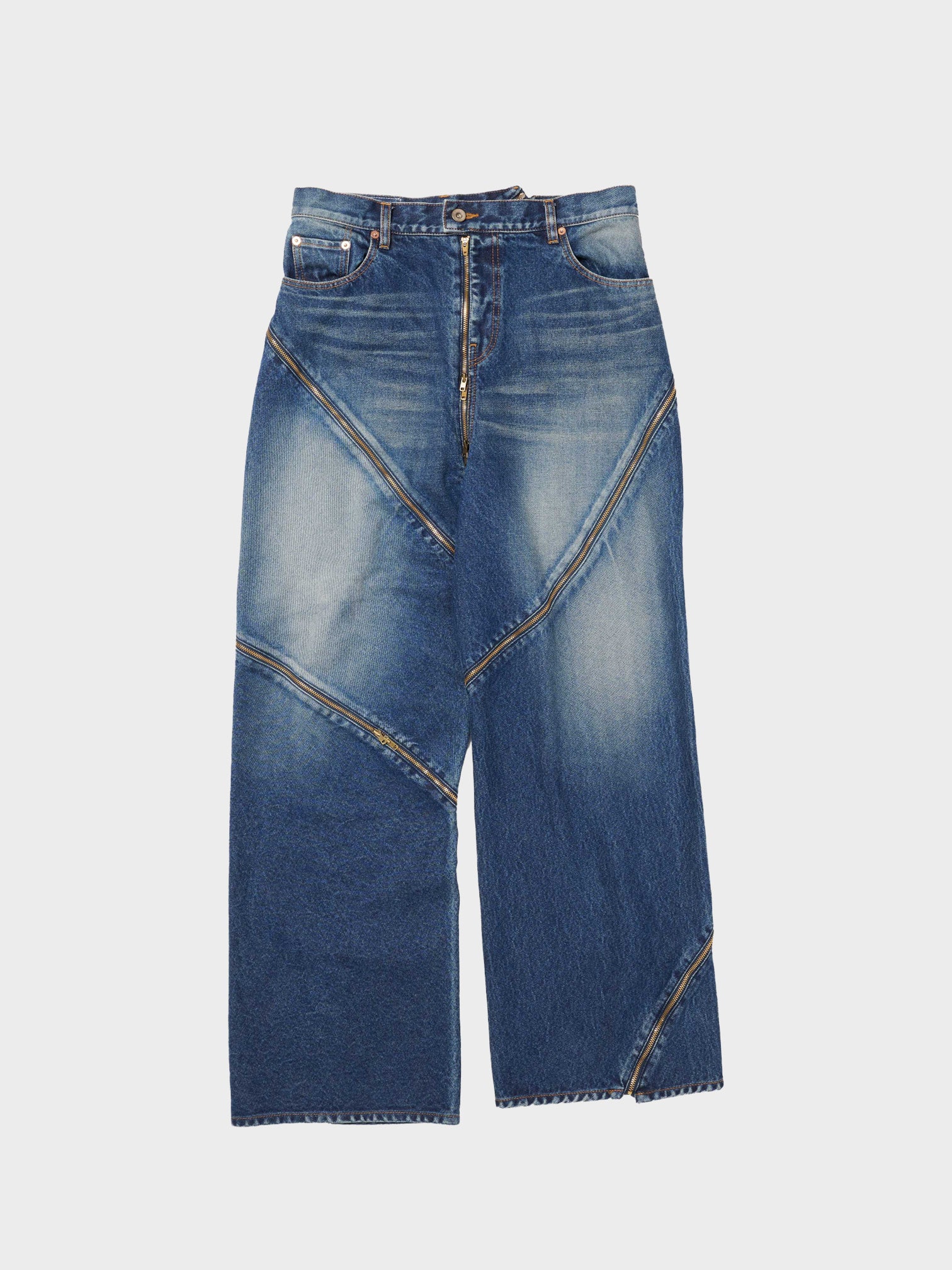 doublet / FILLETED ZIP DENIM PANTS (INDIGO)