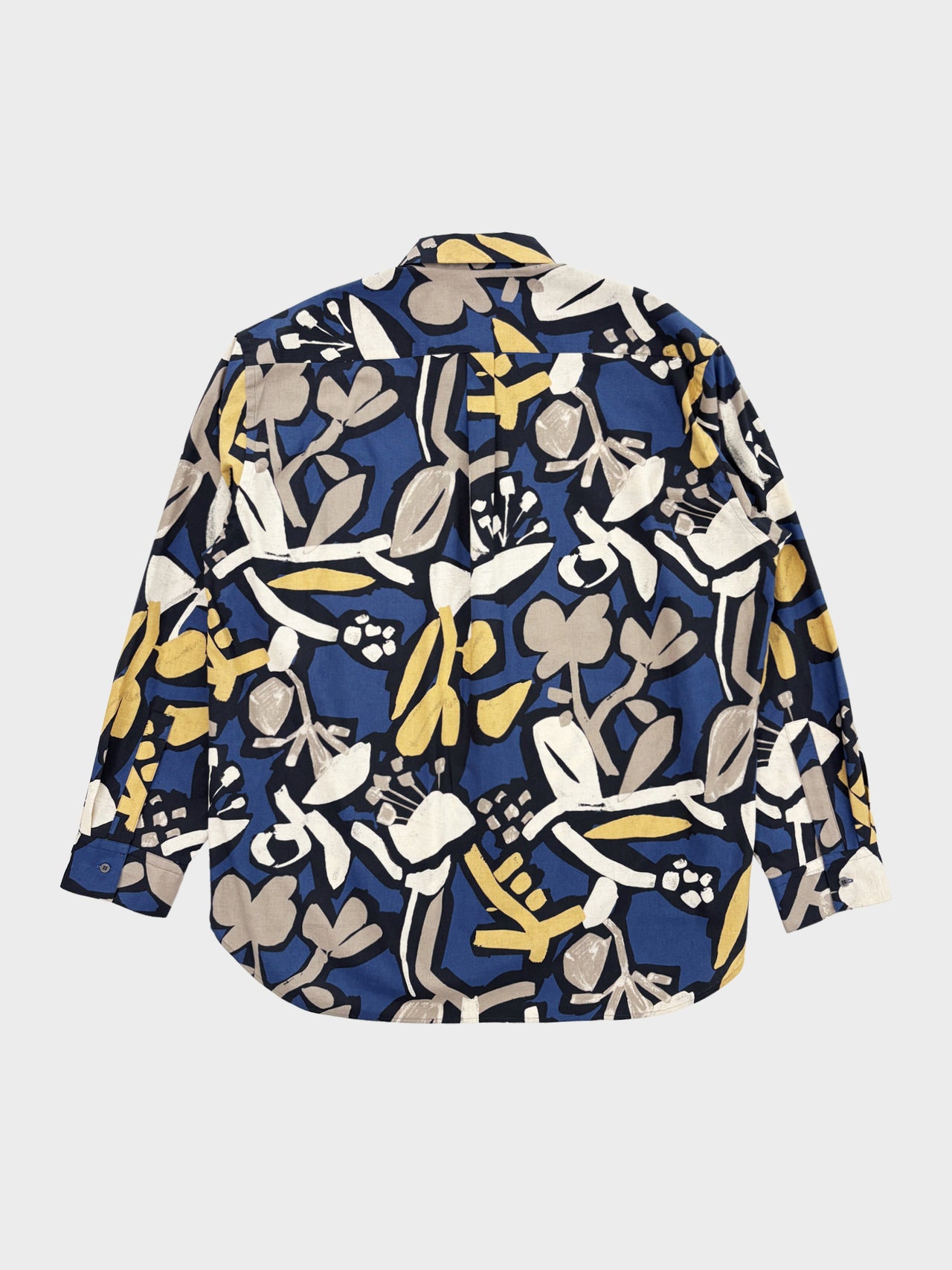 my beautiful landlet / FLORAL PIGMENT PRINT OVERSIZE SHIRT (BLUE)