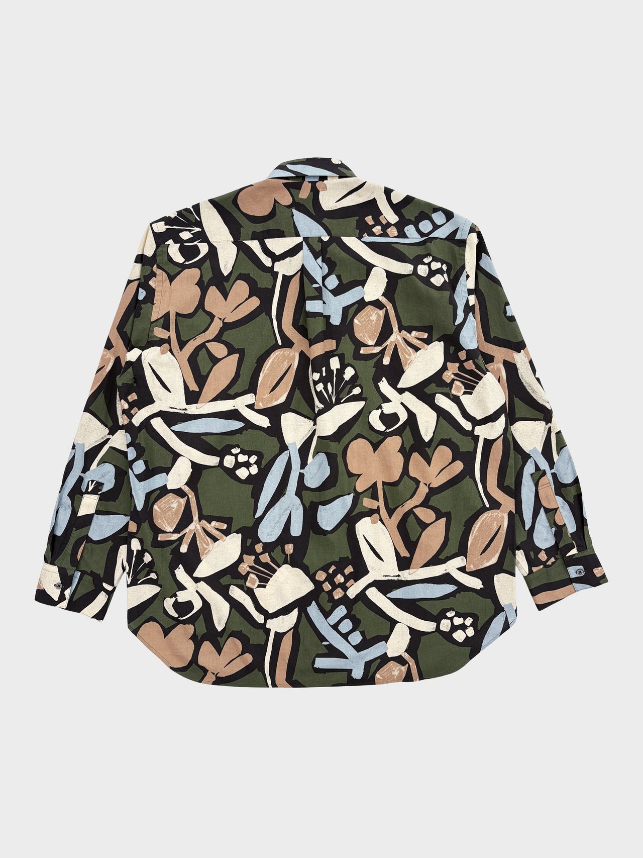 my beautiful landlet / FLORAL PIGMENT PRINT OVERSIZE SHIRT (GREEN)