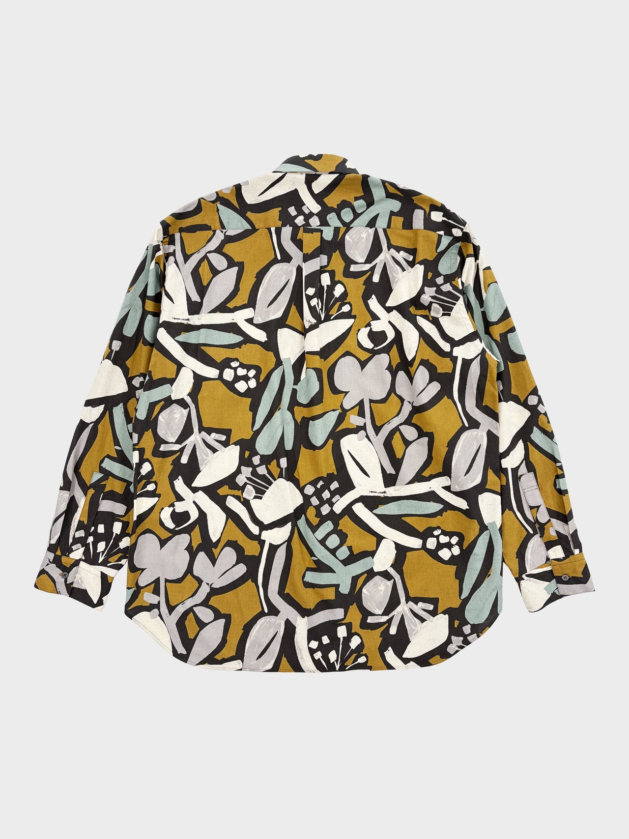 my beautiful landlet / FLORAL PIGMENT PRINT OVERSIZE SHIRT (MUSTARD)