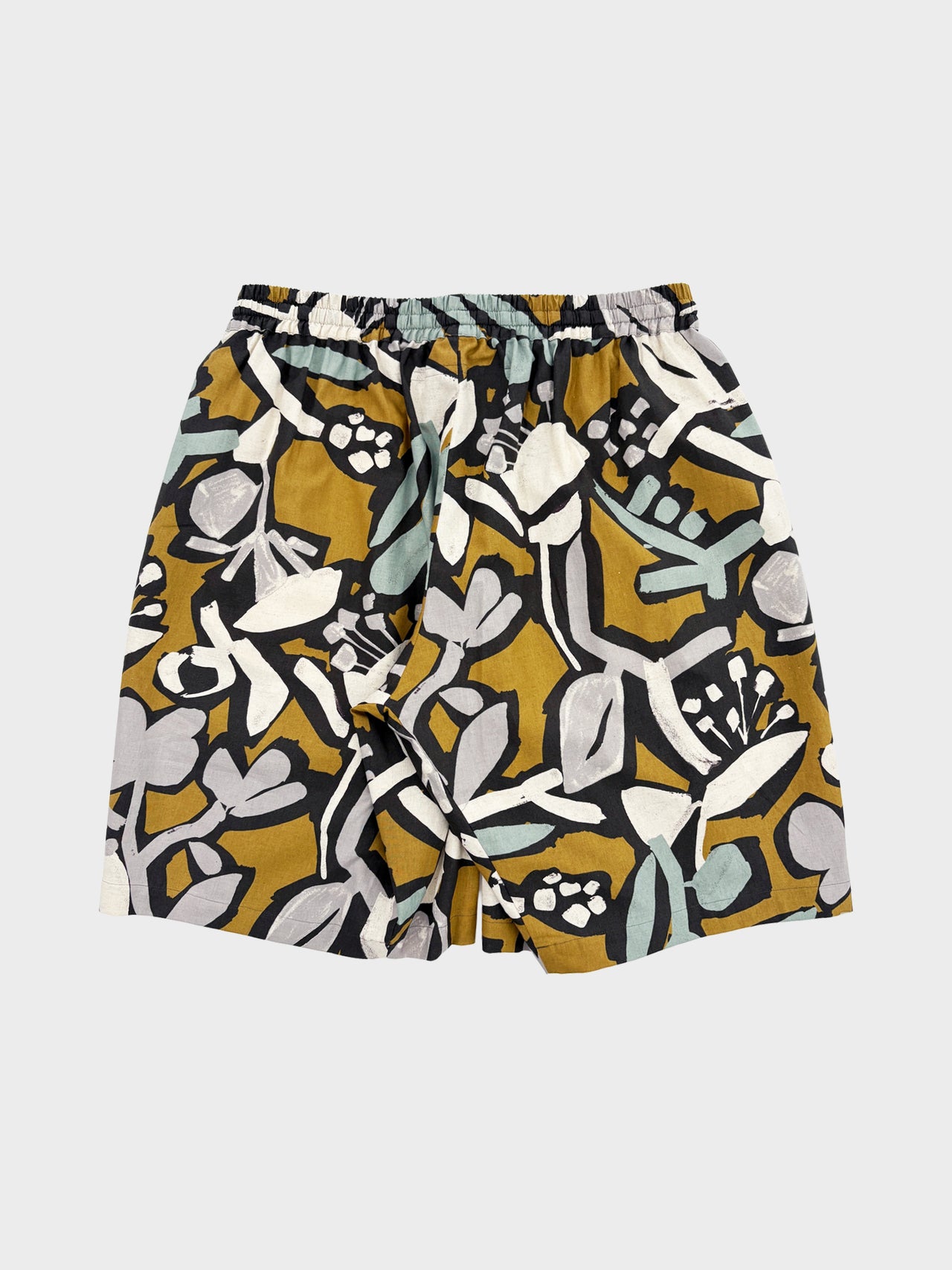 my beautiful landlet / FLORAL PIGMENT PRINT WIDE SHORT PANTS (MUSTARD)