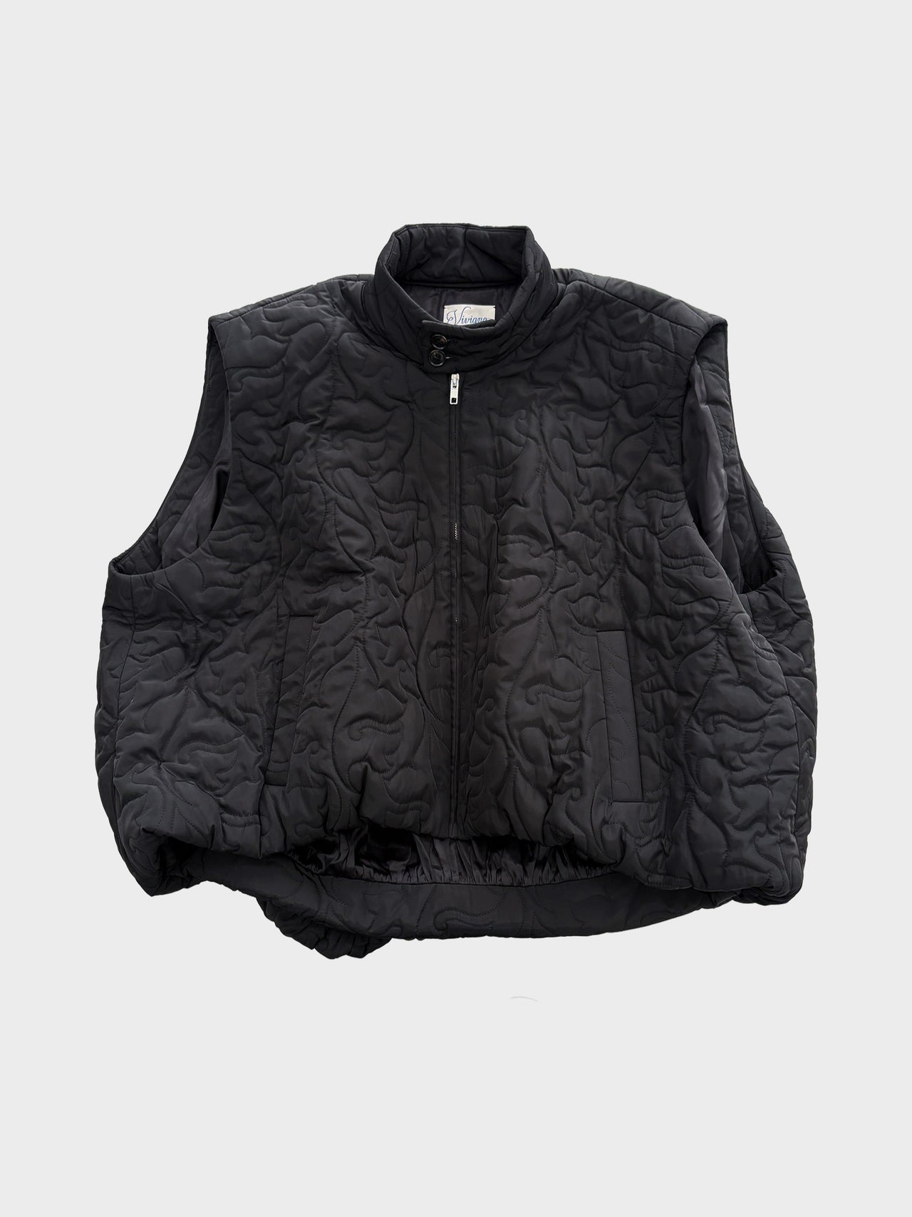 【7月上旬入荷予定】VIVIANO / FLOWEER PATTERN OUILTING GILET (BLACK)