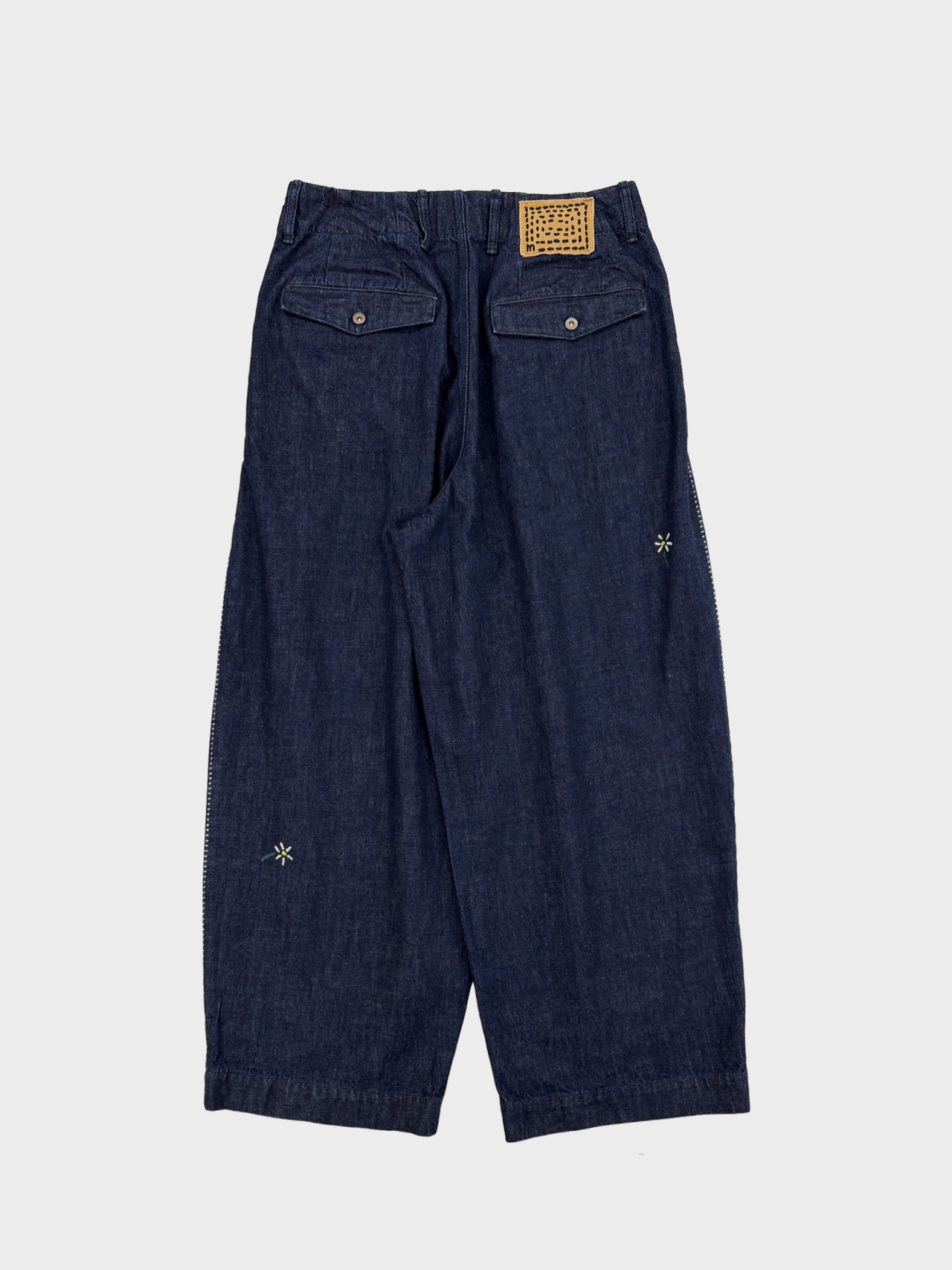 【1月2日(金)12:00販売開始】my beautiful landlet / FLOWER PRINT DENIM PANTS (BLUE OW)