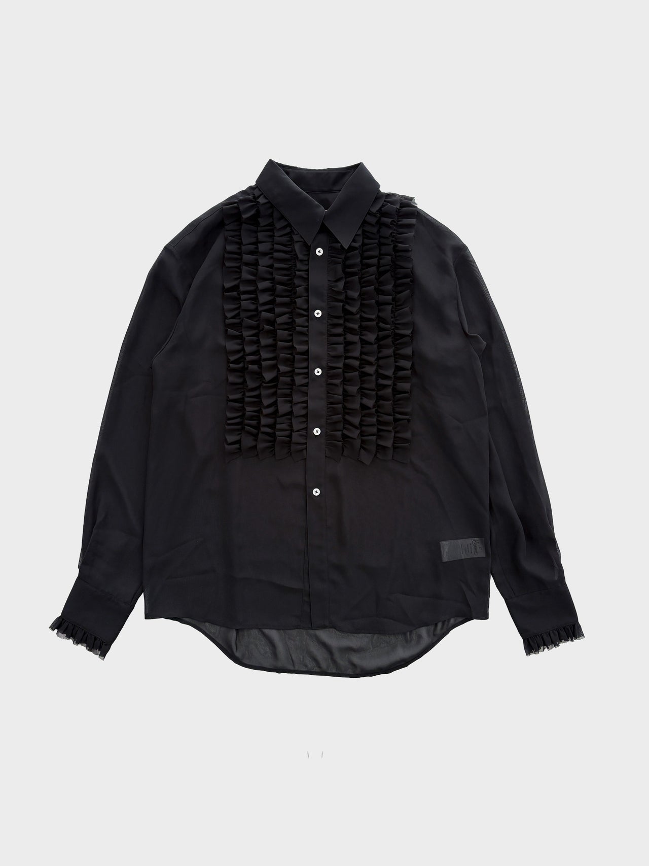【7月上旬入荷予定】VIVIANO / FLONT RUFFLE CHIFFON SHIRT (BLACK)