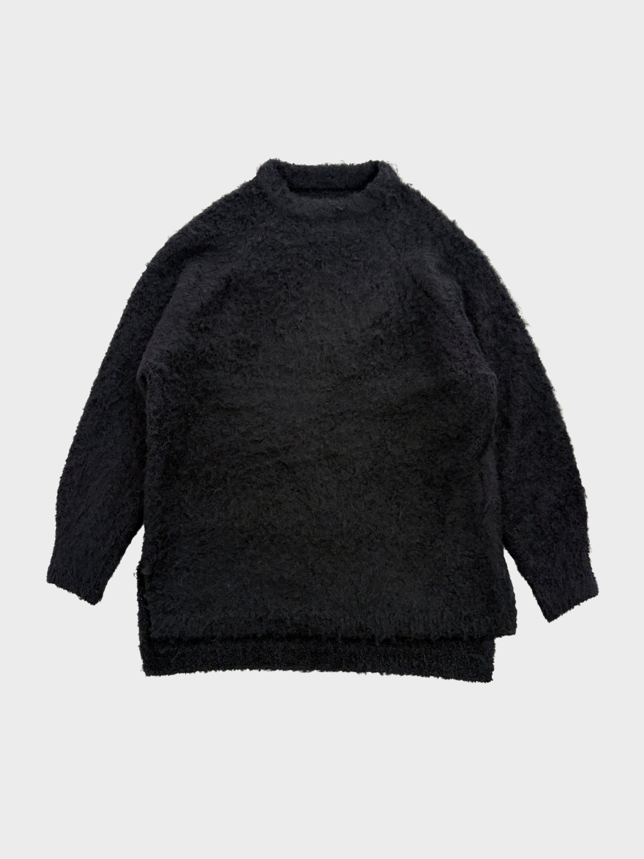 VOAAOV / FULLERS TEASEL BRUSHED KNIT CREW NECK (BLACK)