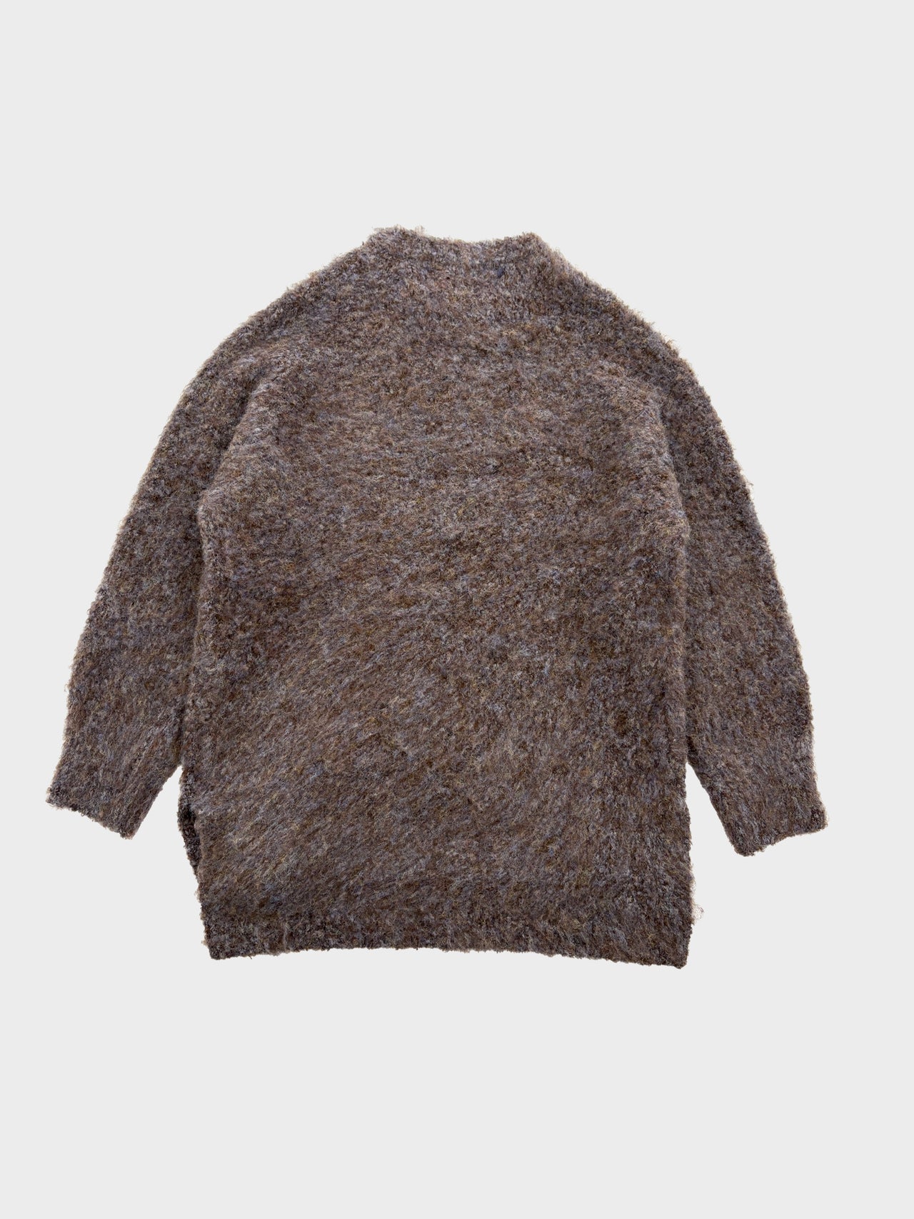 VOAAOV / FULLERS TEASEL BRUSHED KNIT CREW NECK (BROWN)