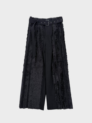 TAAKK / FUR TWEED BELT PANTS (BLACK)