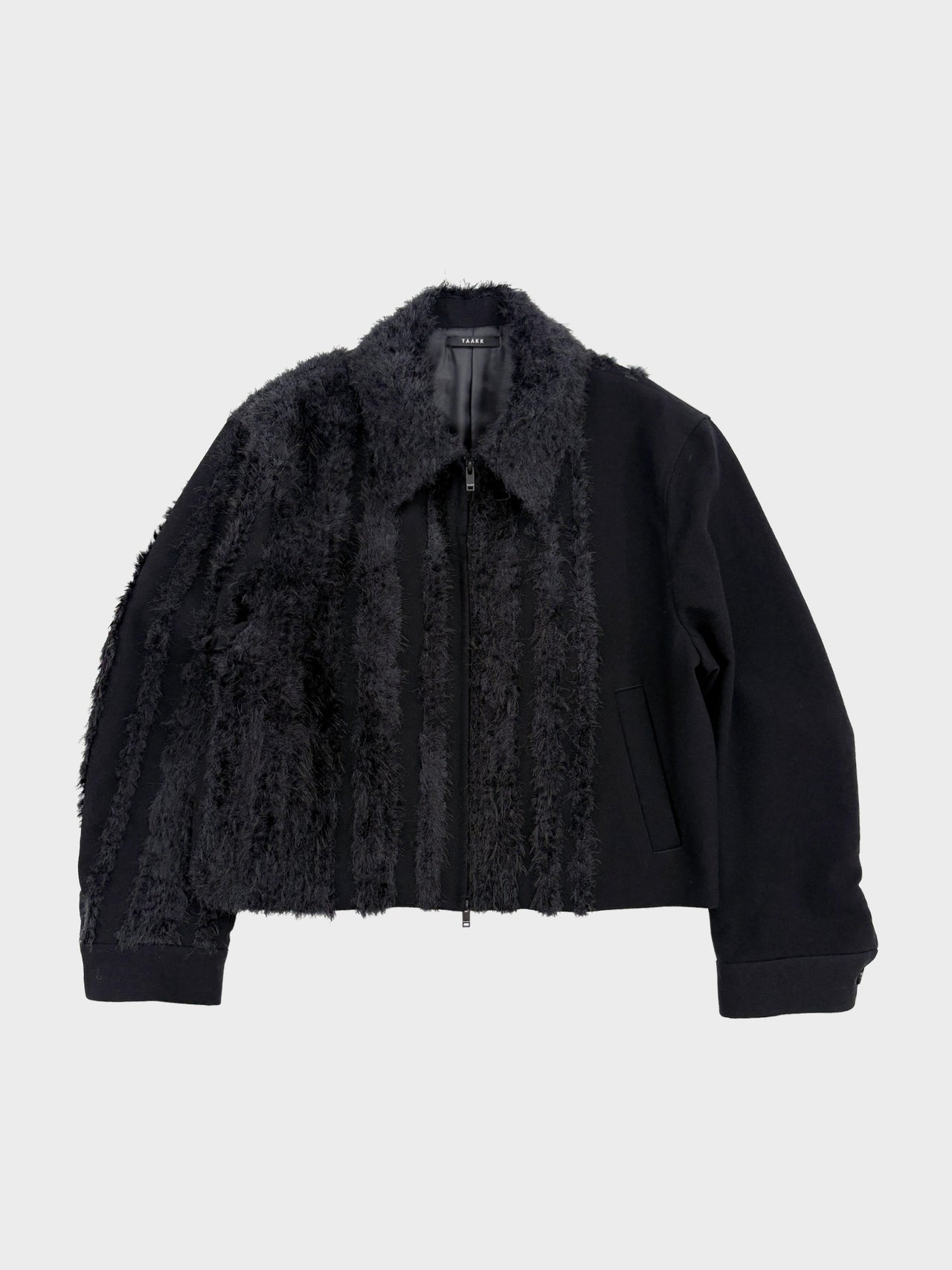 TAAKK / FUR TWEED ZIP BLOUSON (BLACK)