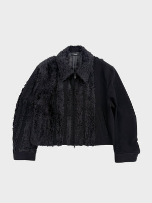 TAAKK / FUR TWEED ZIP BLOUSON (BLACK)
