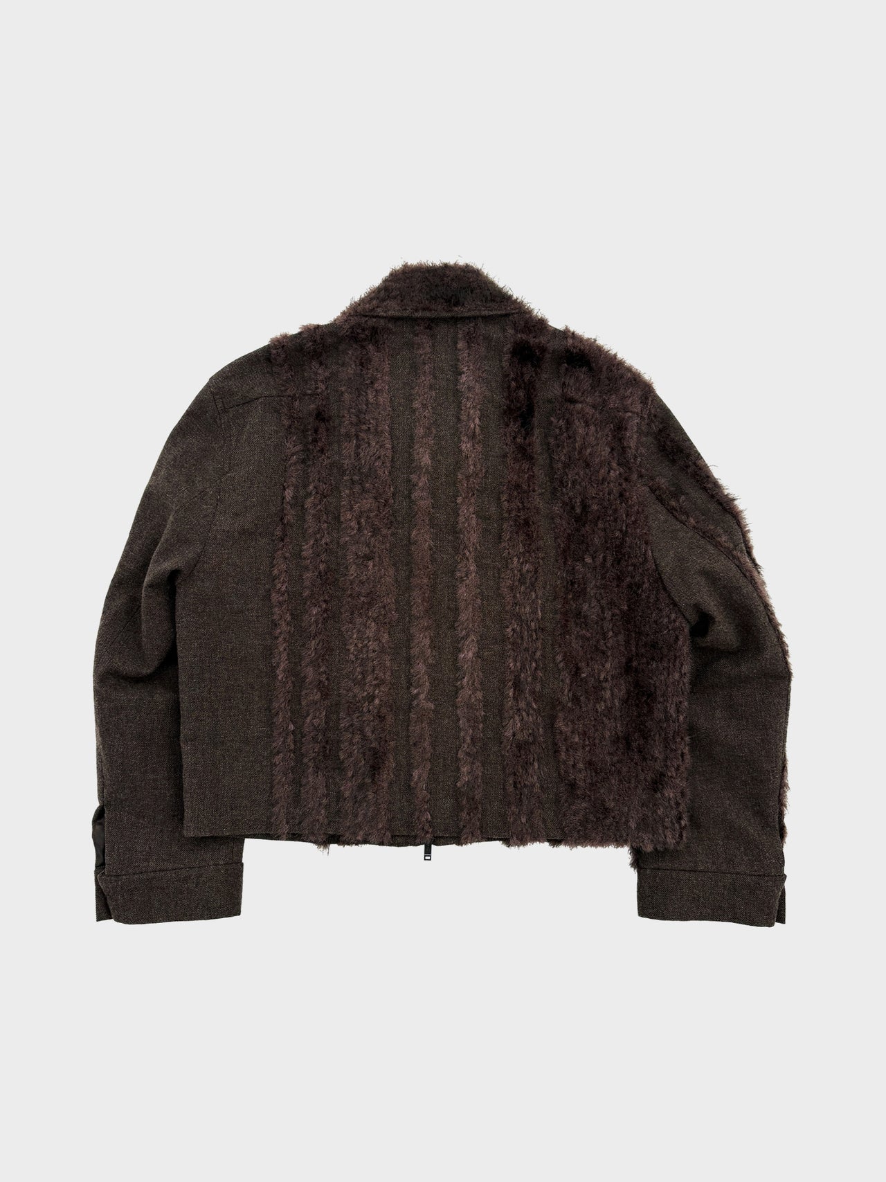 TAAKK / FUR TWEED ZIP BLOUSON (BROWN)
