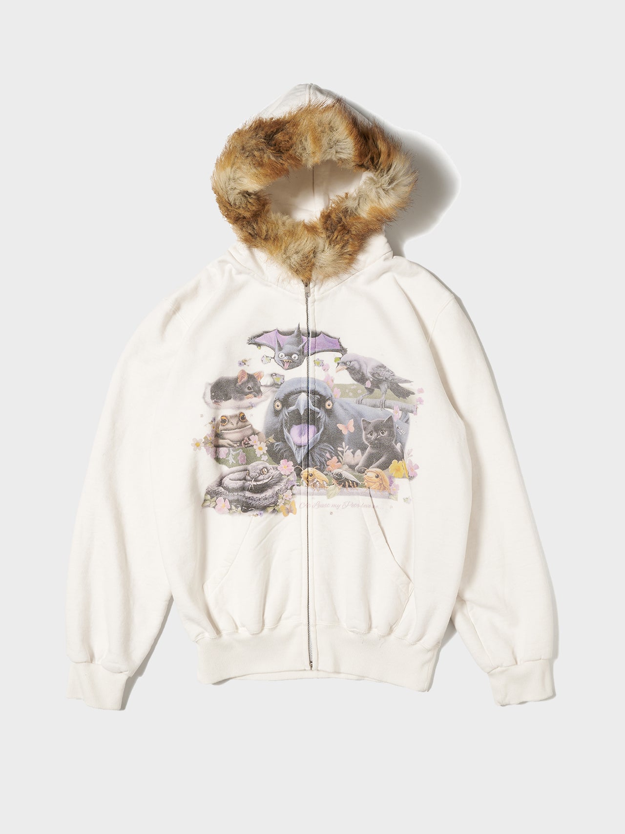 doublet / FURRY COLLAR ZIP-UP HOODIE (WHITE) #55