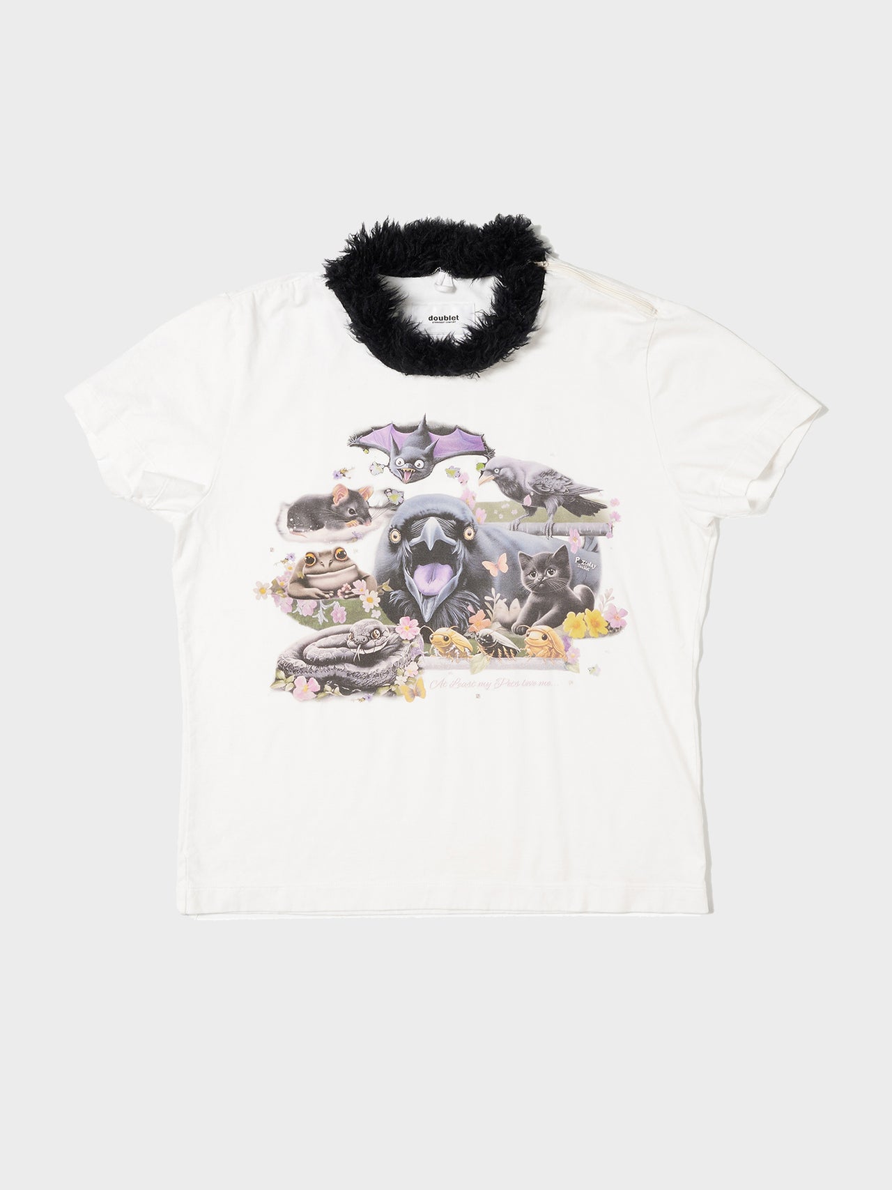 doublet / FURRY COLLAR ZIP-UP T-SHIRT (WHITE) #57