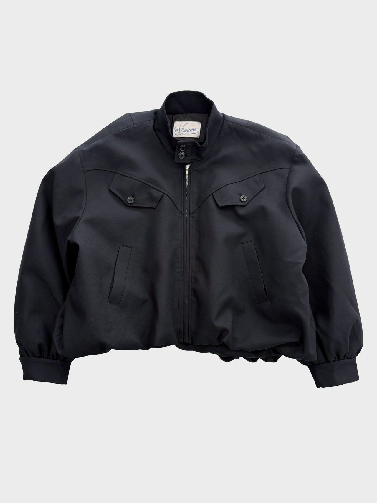 【7月上旬入荷予定】VIVIANO / GABARDINE BALLOON HARRINGTON JACKET (BLACK)