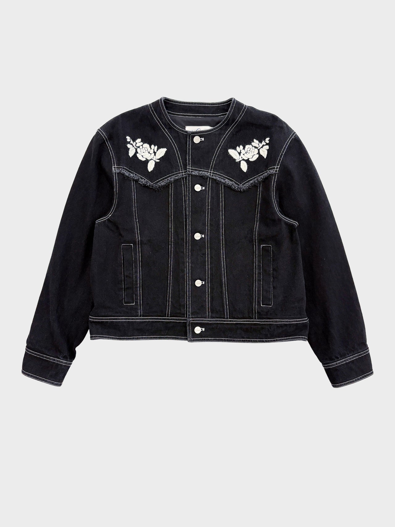VIVIANO / HAND EMBROIDERED DENIM JACKET (BLACK)