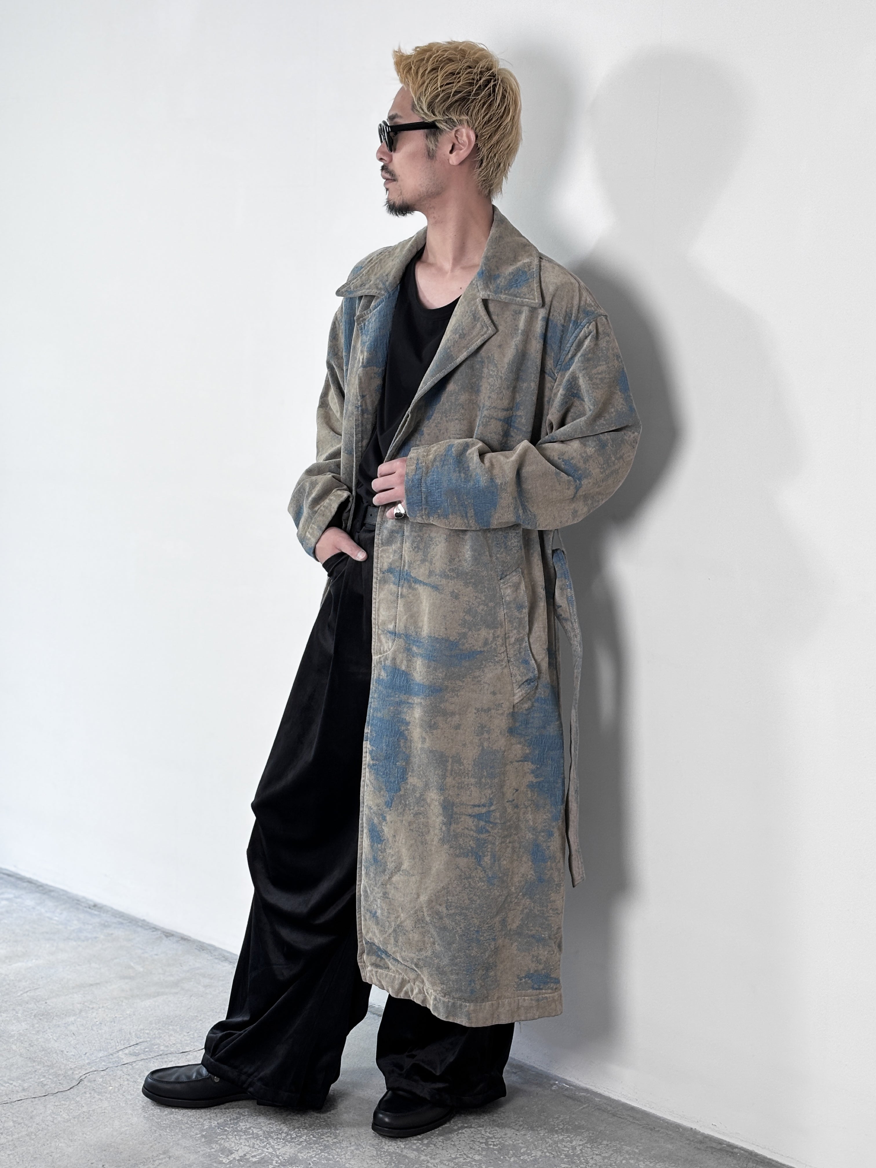 TAAKK / MOLE JACQUARD DENIM COAT (INDIGO BLEACH)