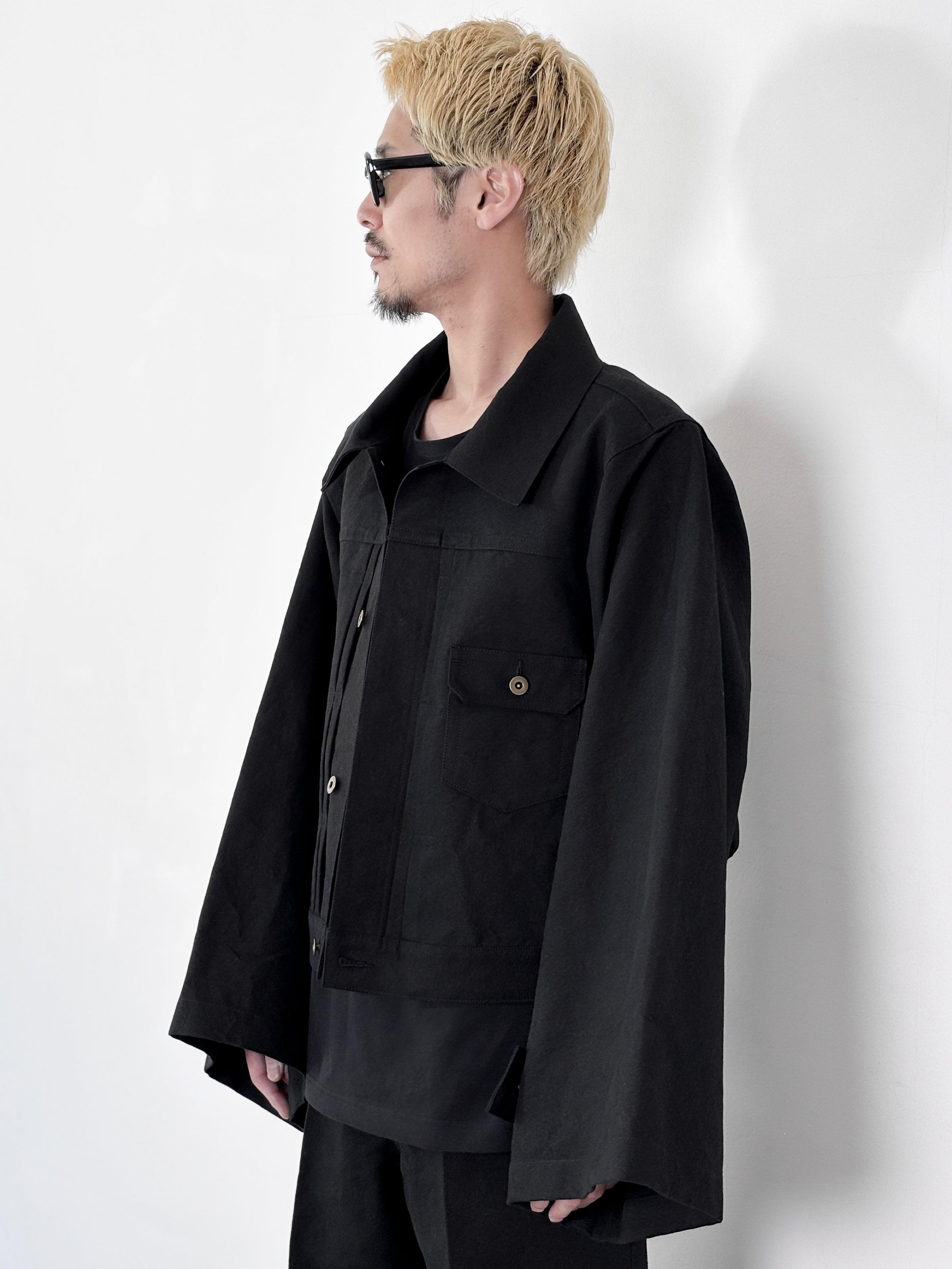 RAINMAKER / N-SLEEVE TRUCKER JACKET (BLACK)