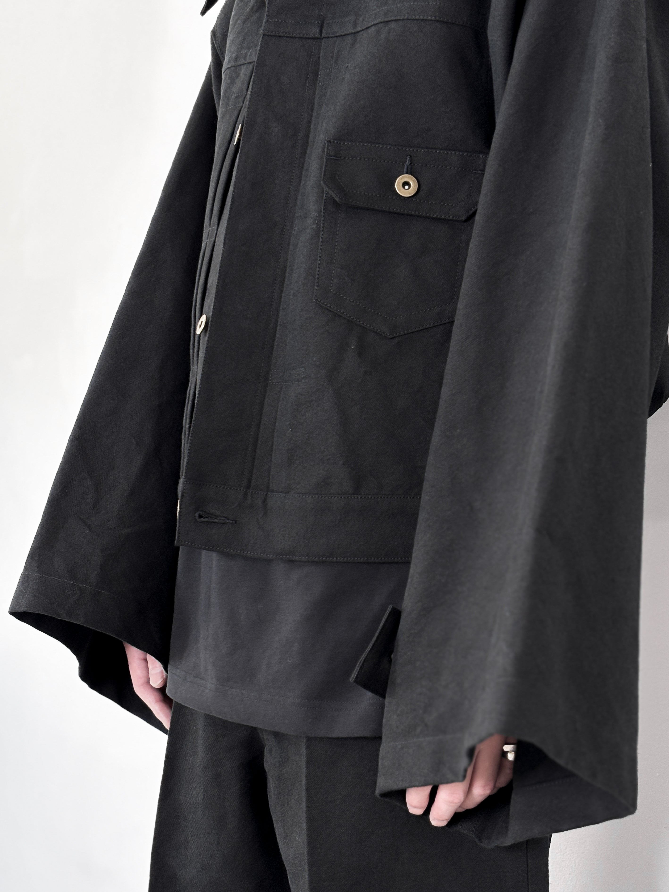 RAINMAKER / N-SLEEVE TRUCKER JACKET (BLACK)
