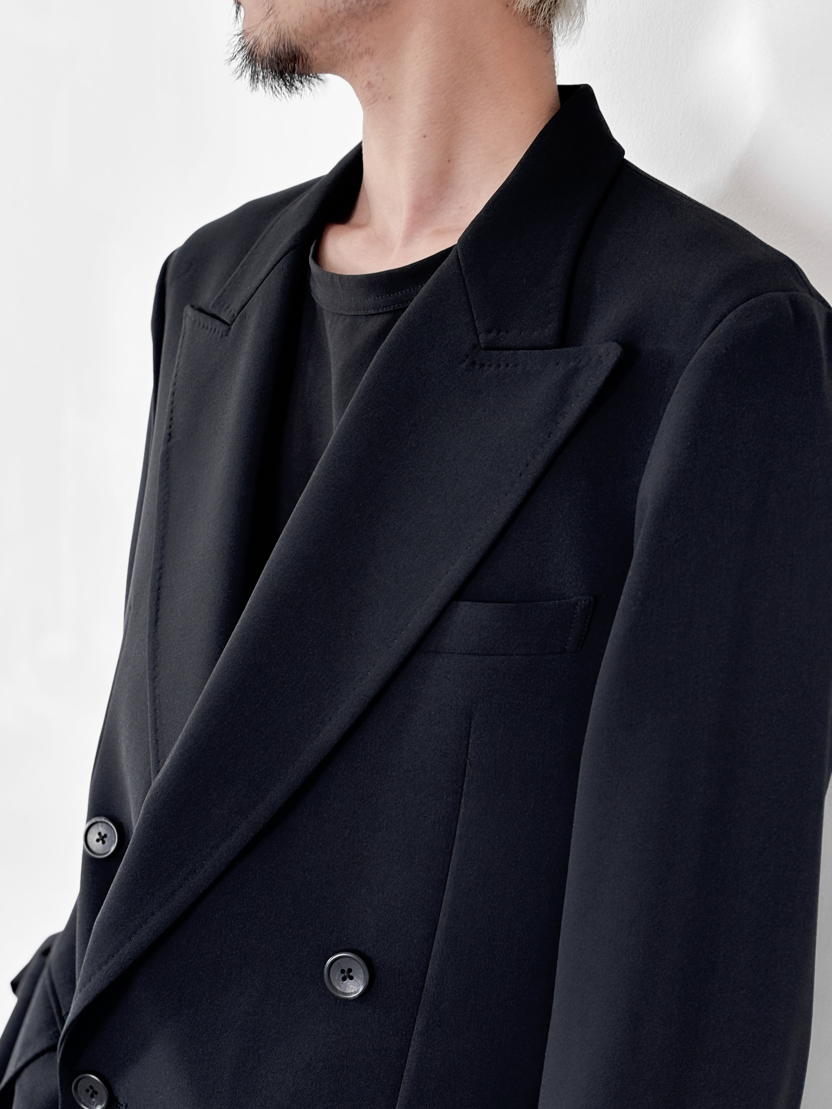 RAINMAKER / DOUBLE BREASTED LONG JACKET (BLACK)