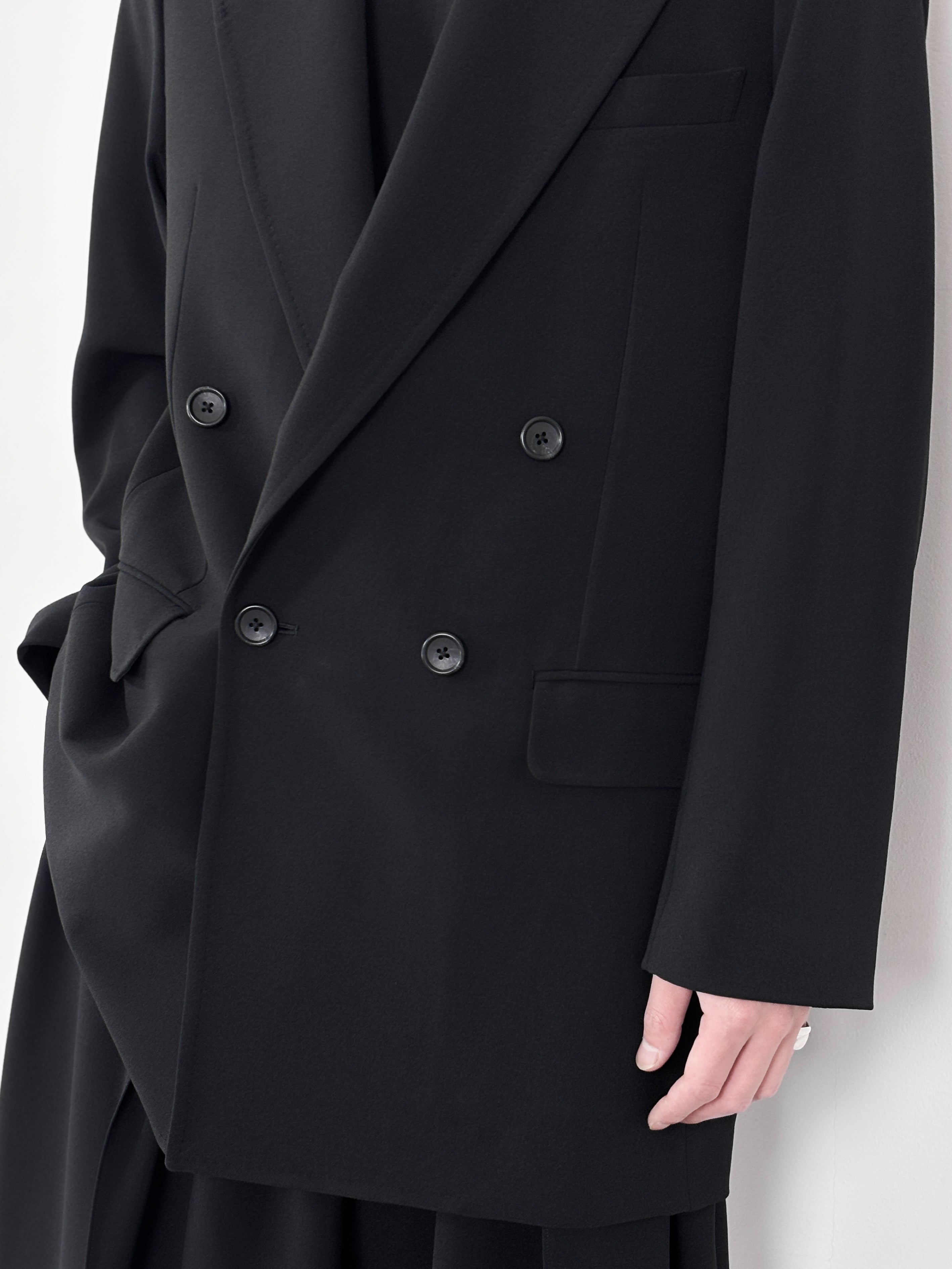 RAINMAKER / DOUBLE BREASTED LONG JACKET (BLACK)