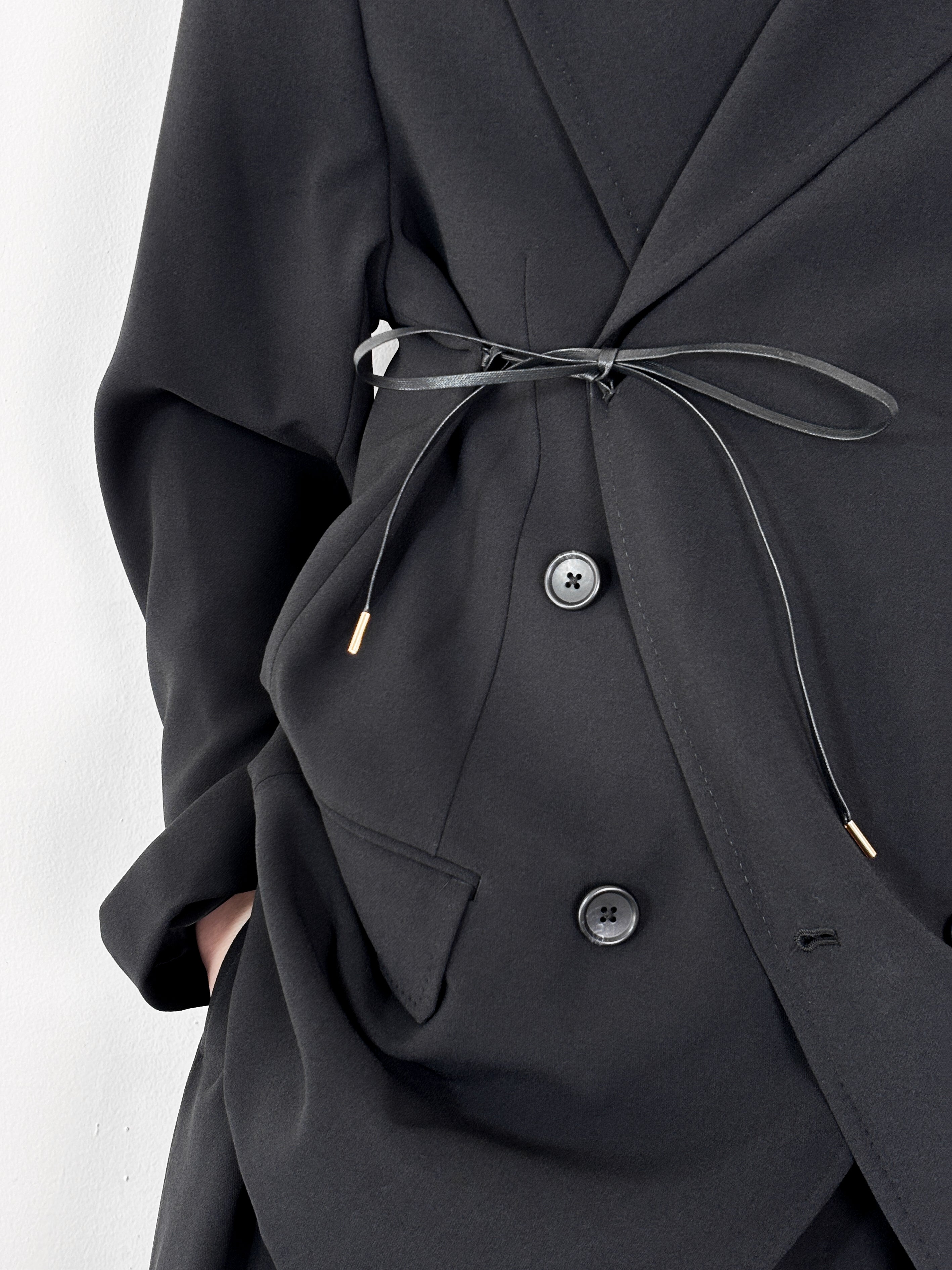 RAINMAKER / DOUBLE BREASTED LONG JACKET (BLACK)